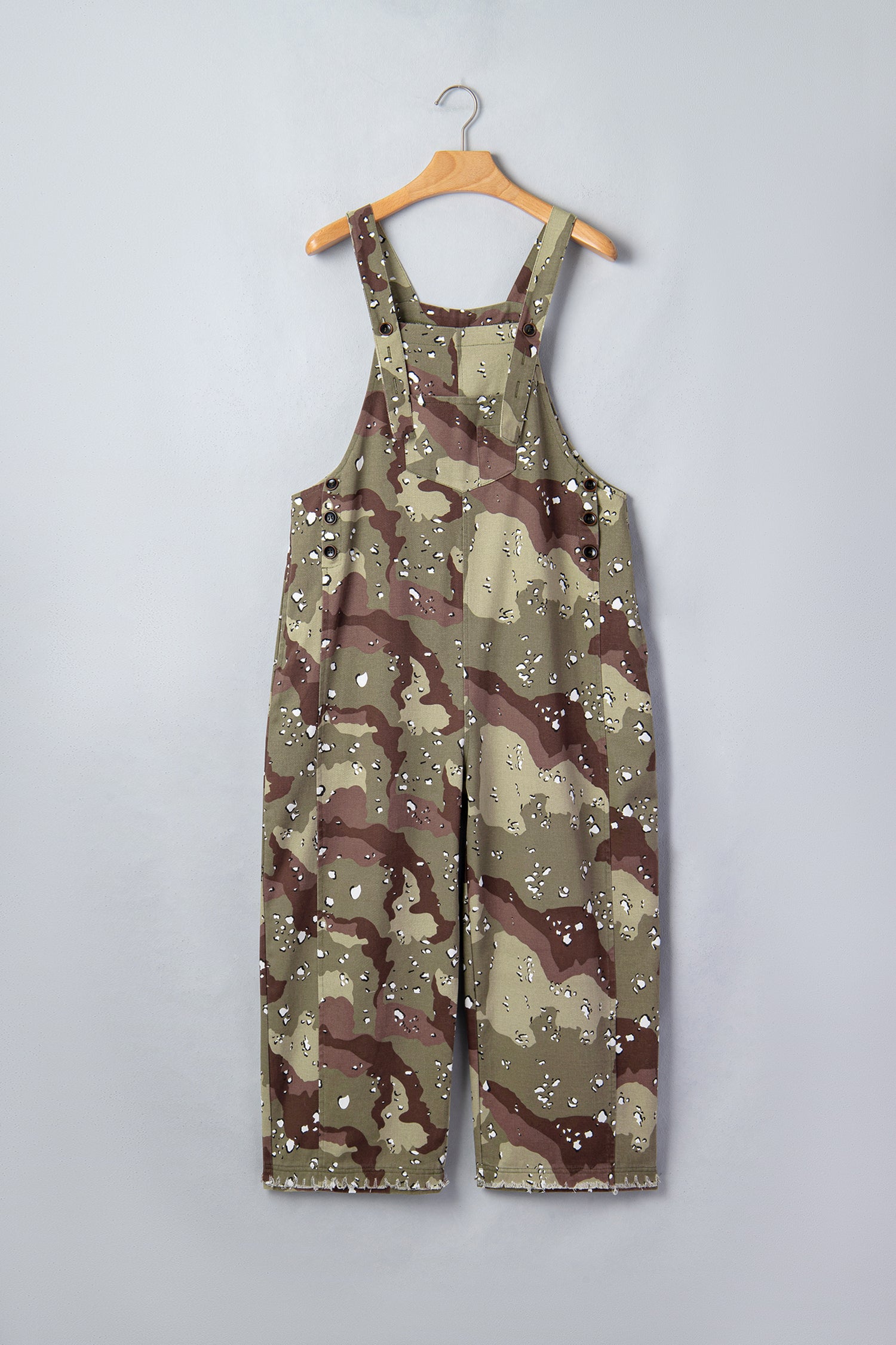 Shop Camo Leopard Denim Overall Cropped Jumpsuit | Green | S-XL at LivelyLooks