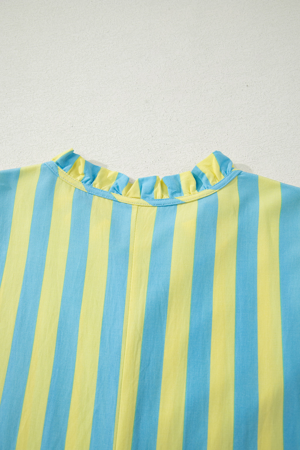 Striped Puff Sleeve Mini Dress | Half Button Loose Fit | Red & Yellow