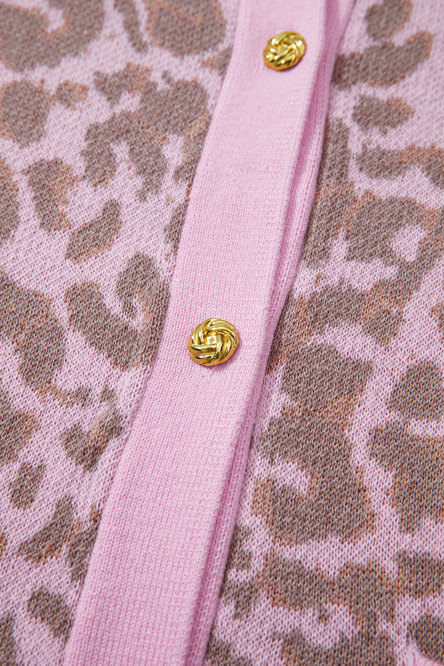 Pink Leopard Print Sweater Cardigan Button Down Short Sleeve Women S-XL