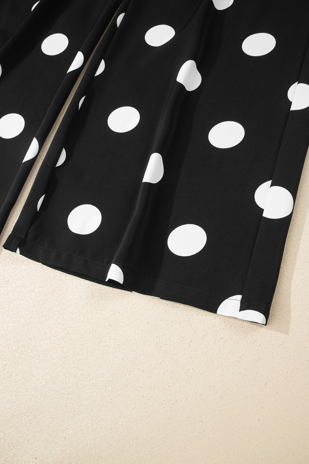 Black Polka Dot Pleated Tank & Wide Leg Trousers Two-Piece Outfit