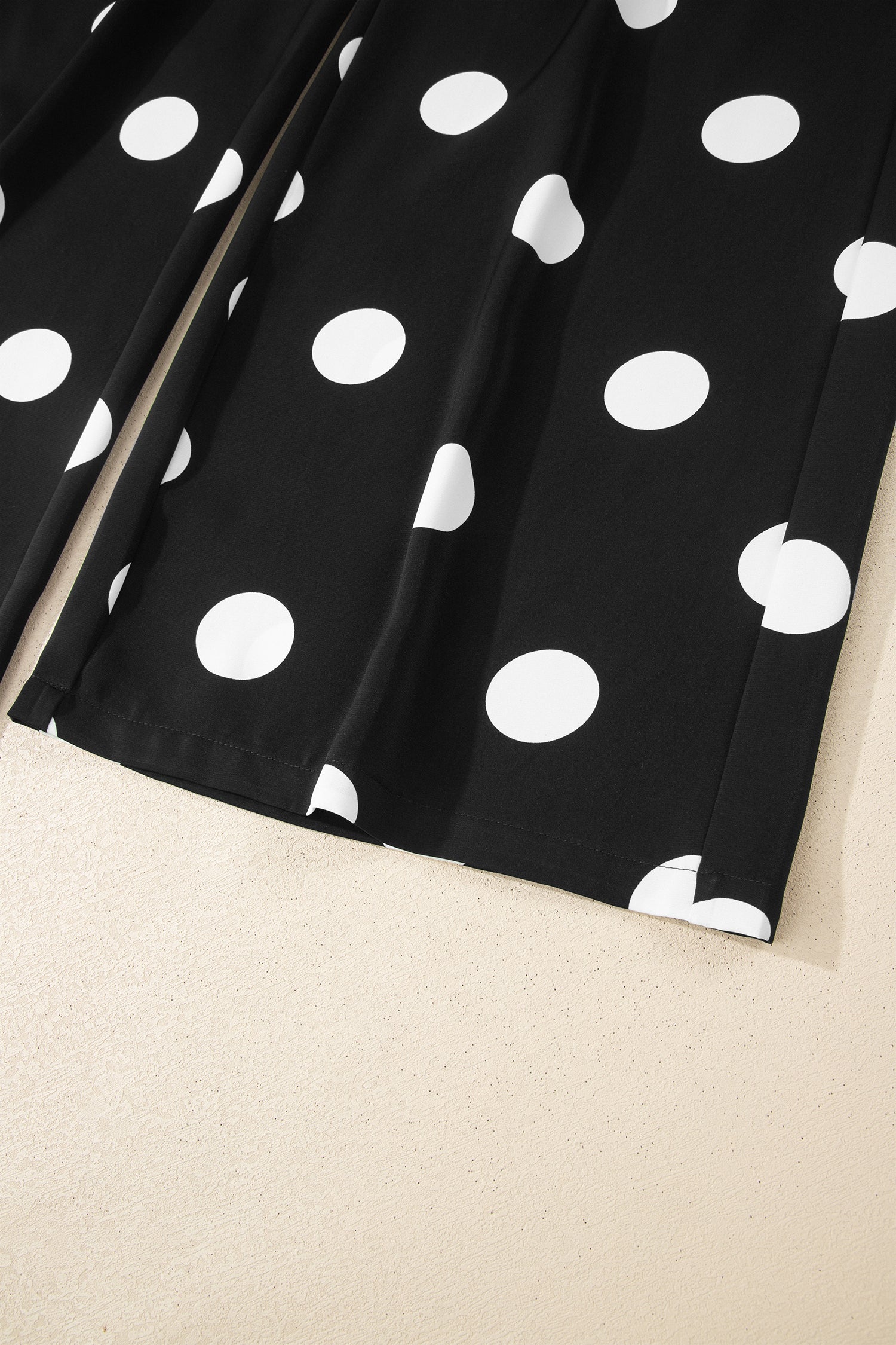 Black Polka Dot Pleated Tank & Wide Leg Trousers Two-Piece Outfit
