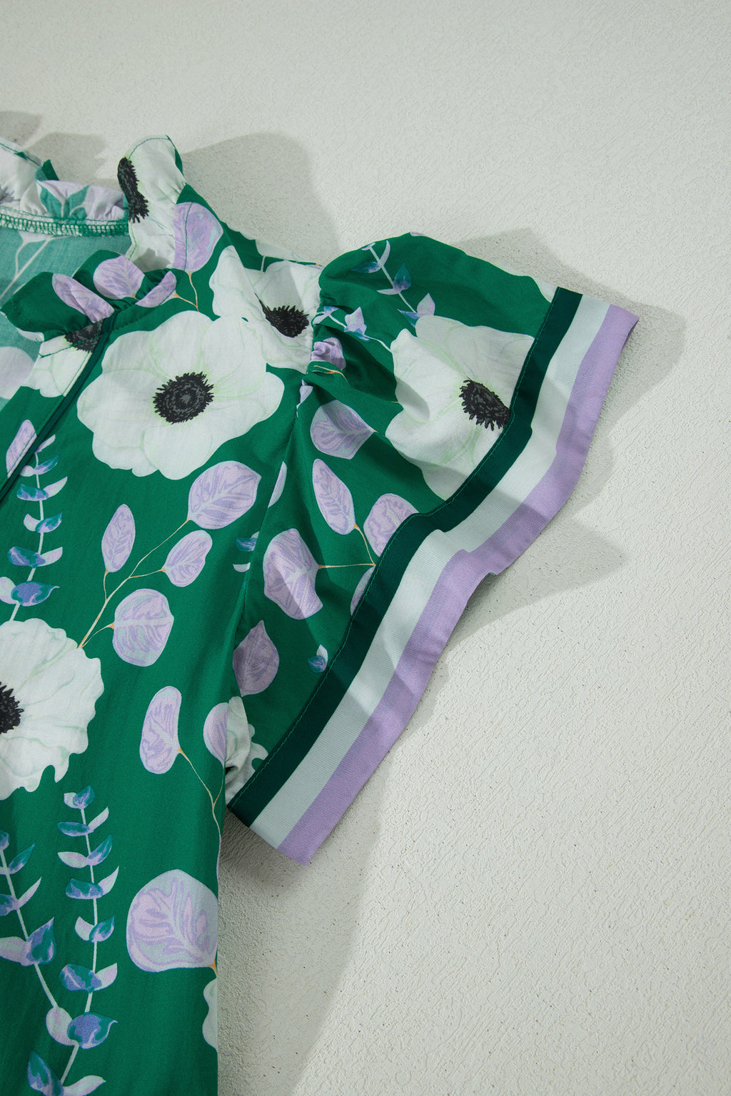 Green Floral Maxi Dress V Neck Ruffle Sleeve Women S-XL