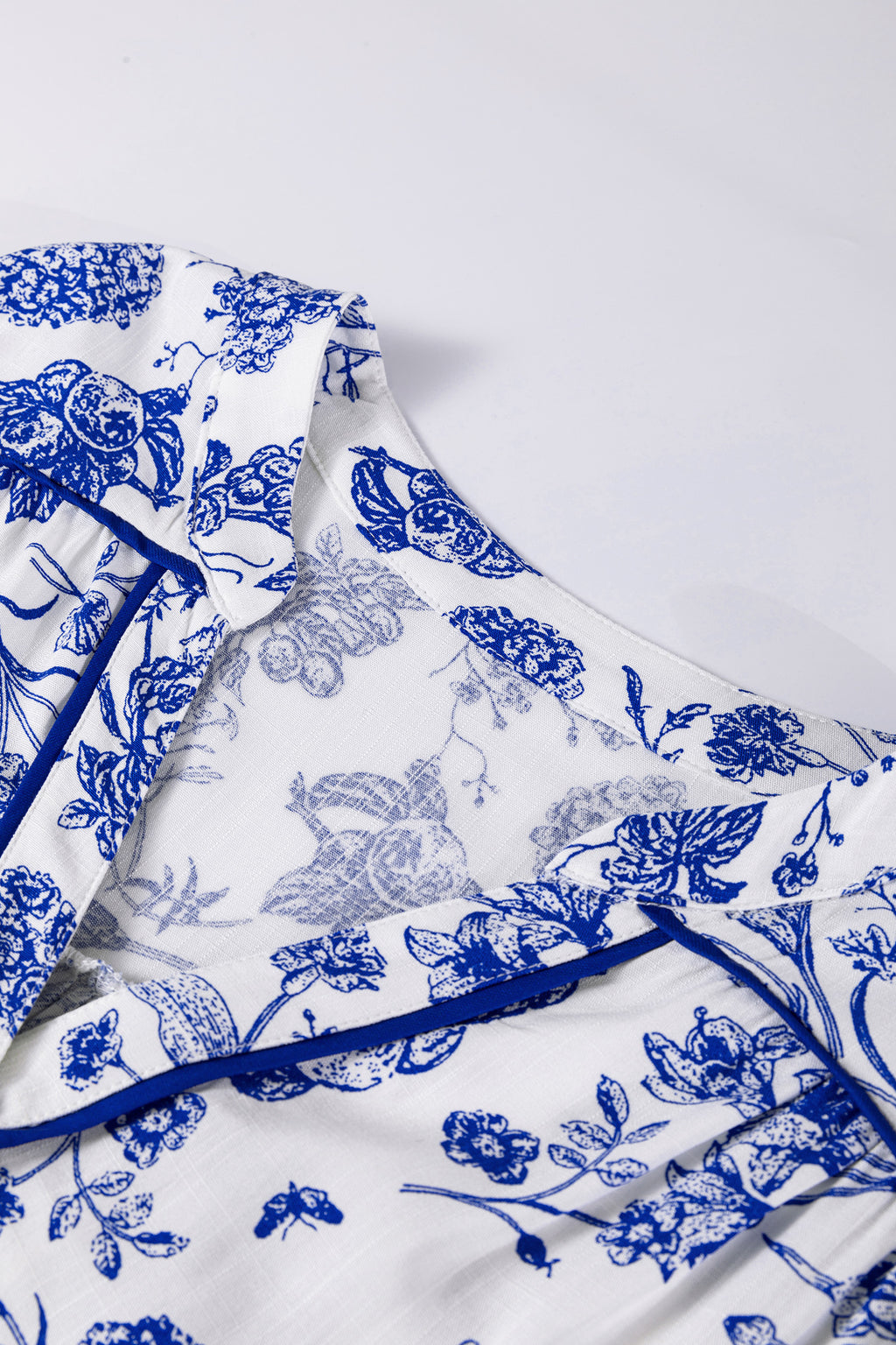 Women's Blue Ruffled Short Sleeve Tiered Floral Midi Dress at LivelyLooks