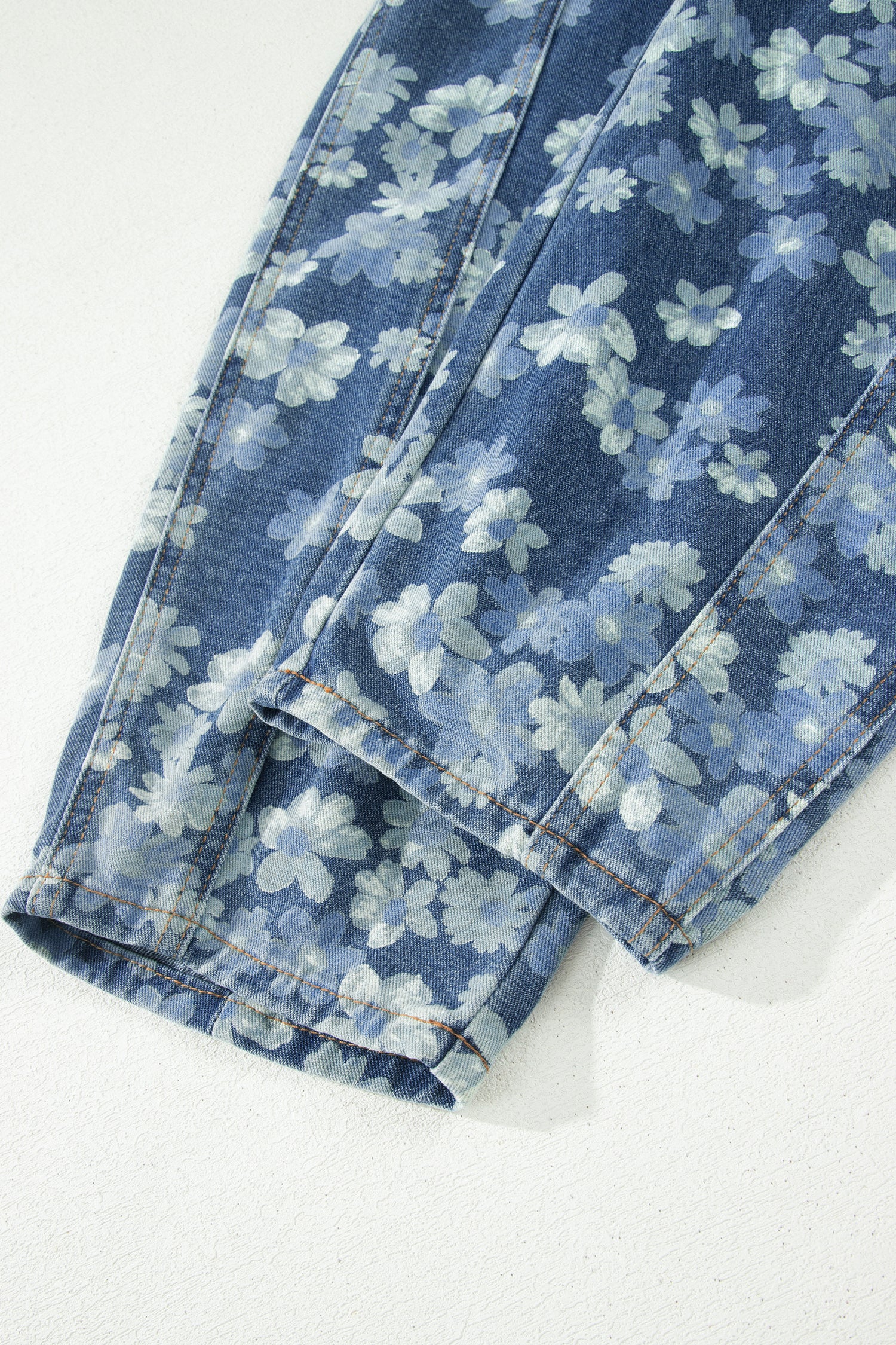 Shop Sky Blue Dainty Floral Print Drawstring Barrel Jeans Sz 4–16 at LivelyLooks