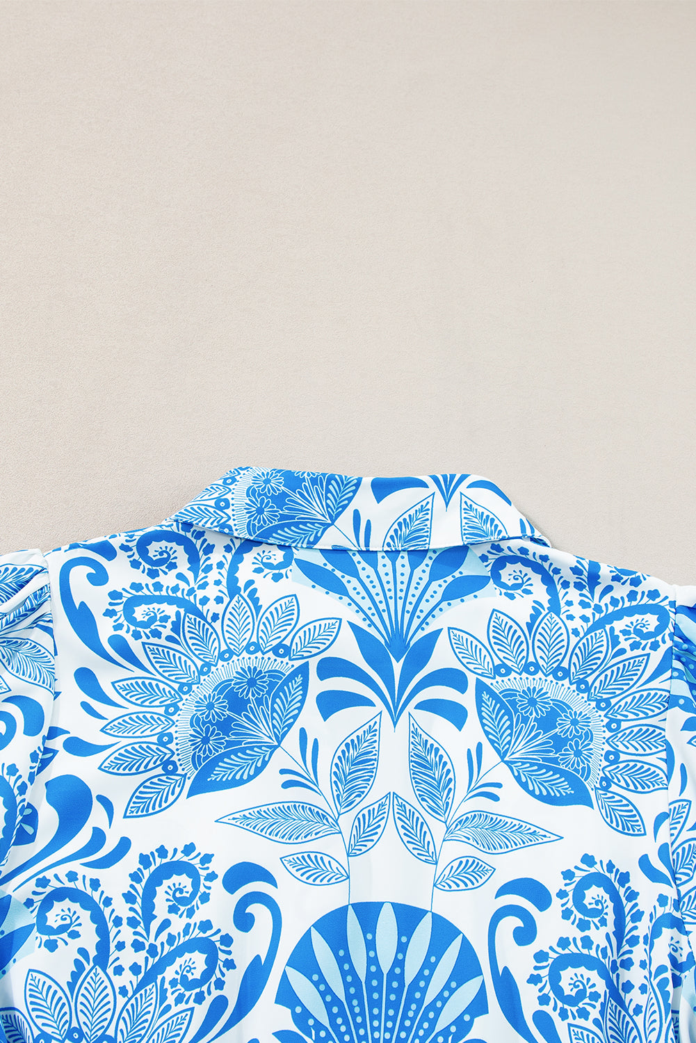 Women's Sky Blue Retro Floral Print Drawstring Waist Ruffled Mini Dress at LivelyLooks