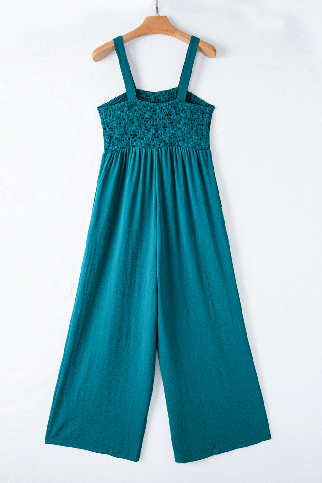 Shop Smocked Square Neck Sleeveless Jumpsuit with Pockets at LivelyLooks