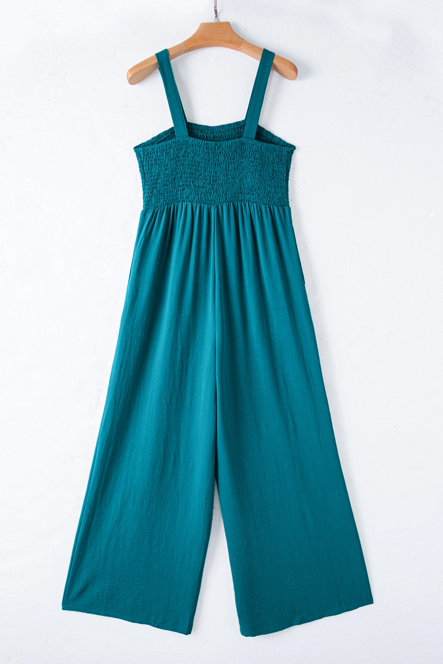 Shop Smocked Square Neck Sleeveless Jumpsuit with Pockets at LivelyLooks
