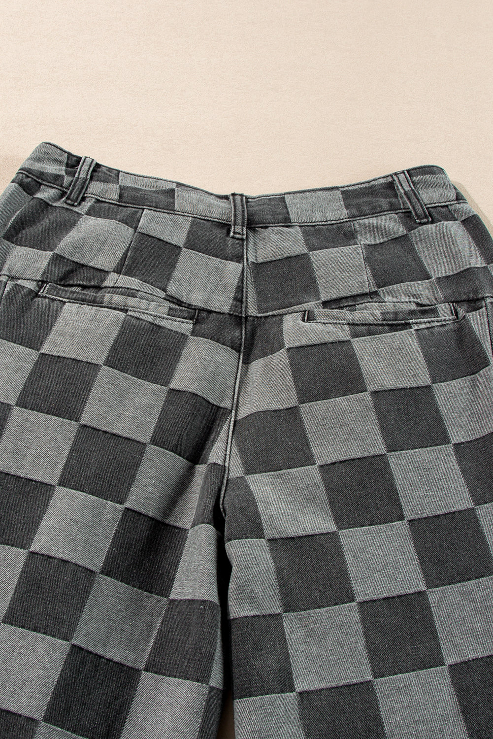 Shop Checkered Denim Wide Leg Jeans UK 8-20 at LivelyLooks