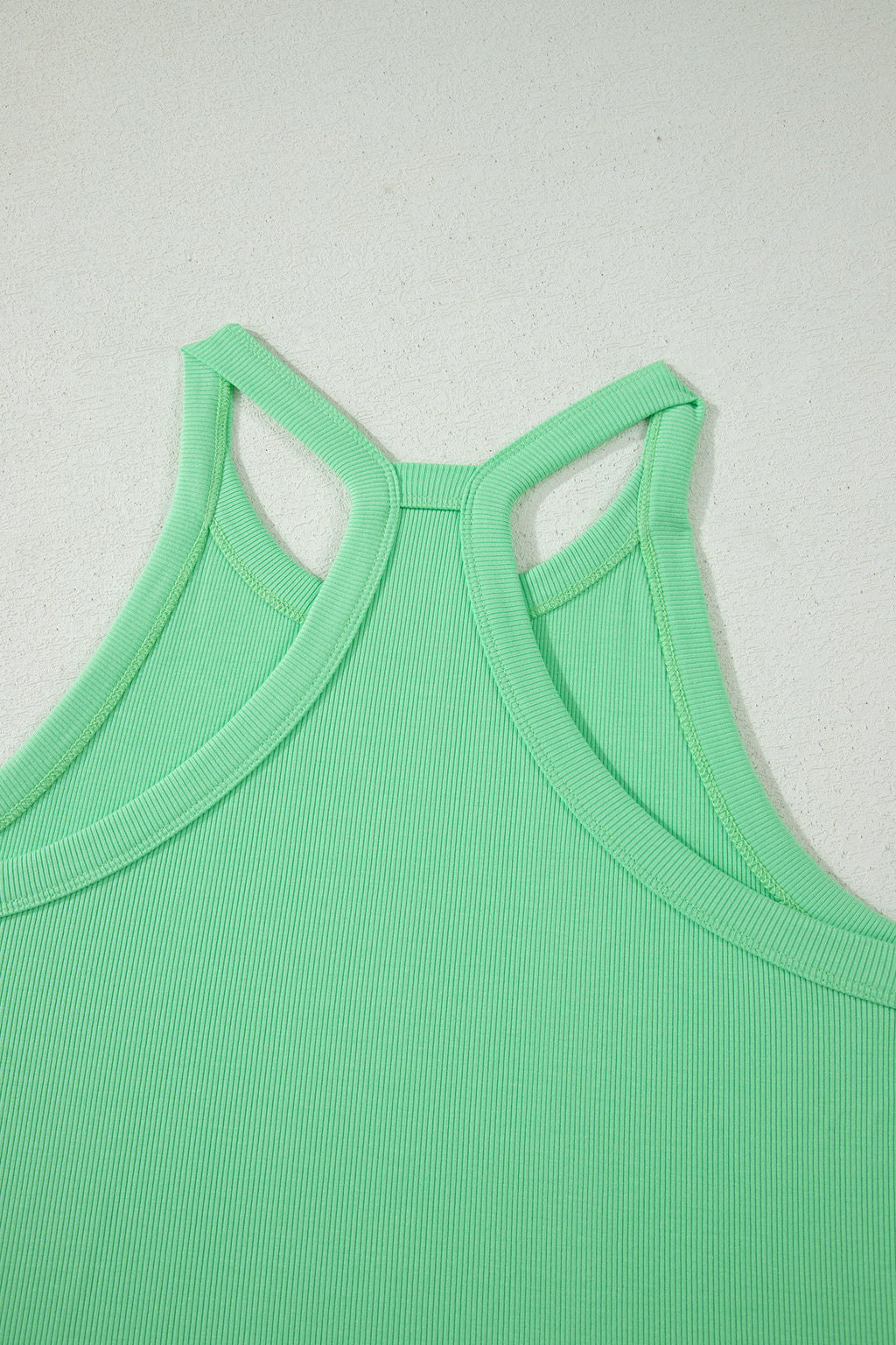 Ribbed Slim Tank Top & High Waist Shorts Set – Sky Blue, Pink & Green