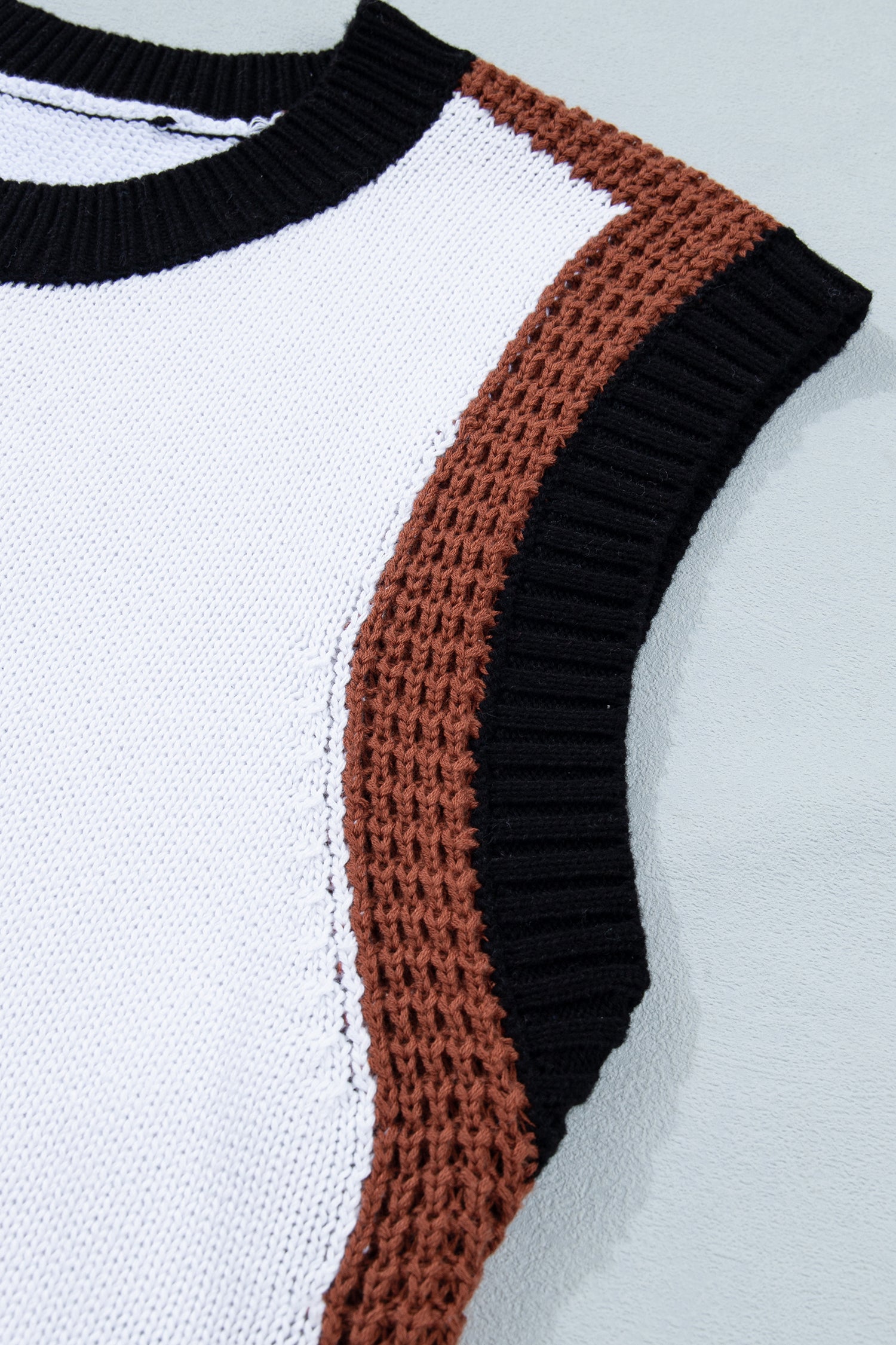 Shop White Western Horse Head Colorblock Trim Sweater Vest at LivelyLooks
