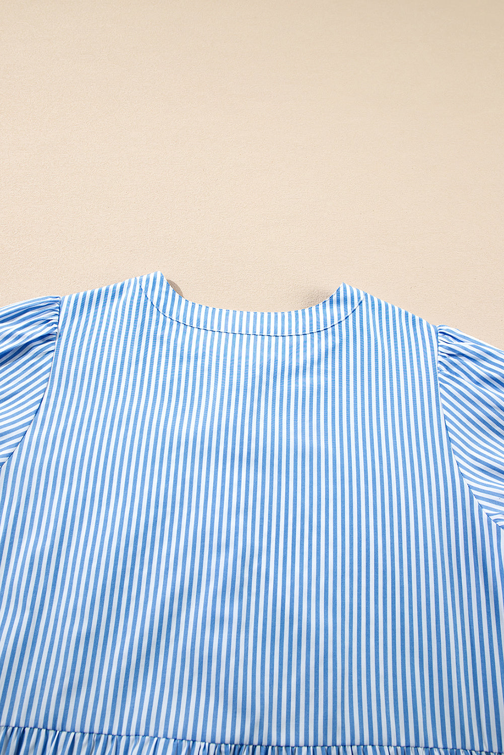 LivelyLooks Women's Blue Stripe Bubble Sleeve Tiered Scallop Maxi Dress S-XL women's fashion