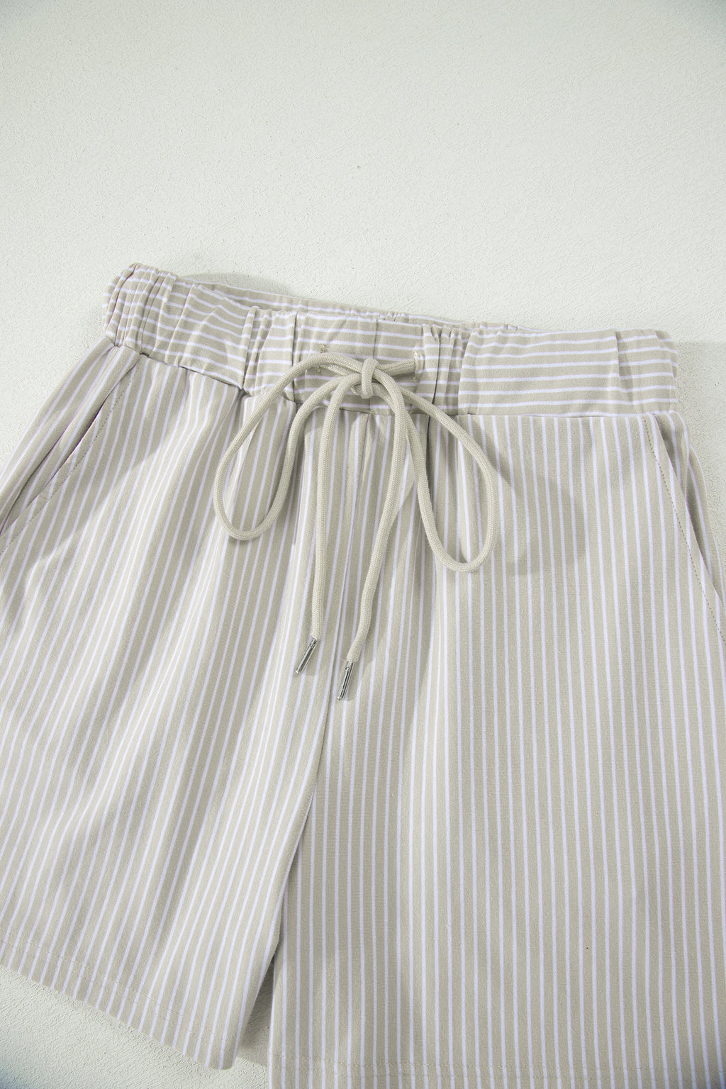 Shop Stripe Dolman Sleeve Polo Shirt and Drawstring Shorts Set Two Piece Co-ord at LivelyLooks