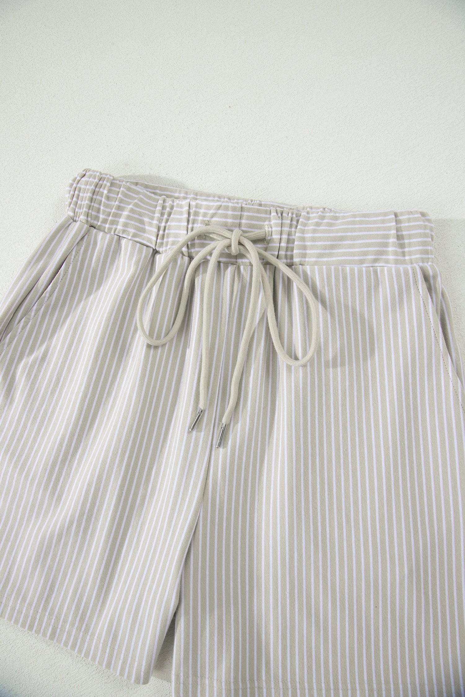 Shop Stripe Dolman Sleeve Polo Shirt and Drawstring Shorts Set Two Piece Co-ord at LivelyLooks