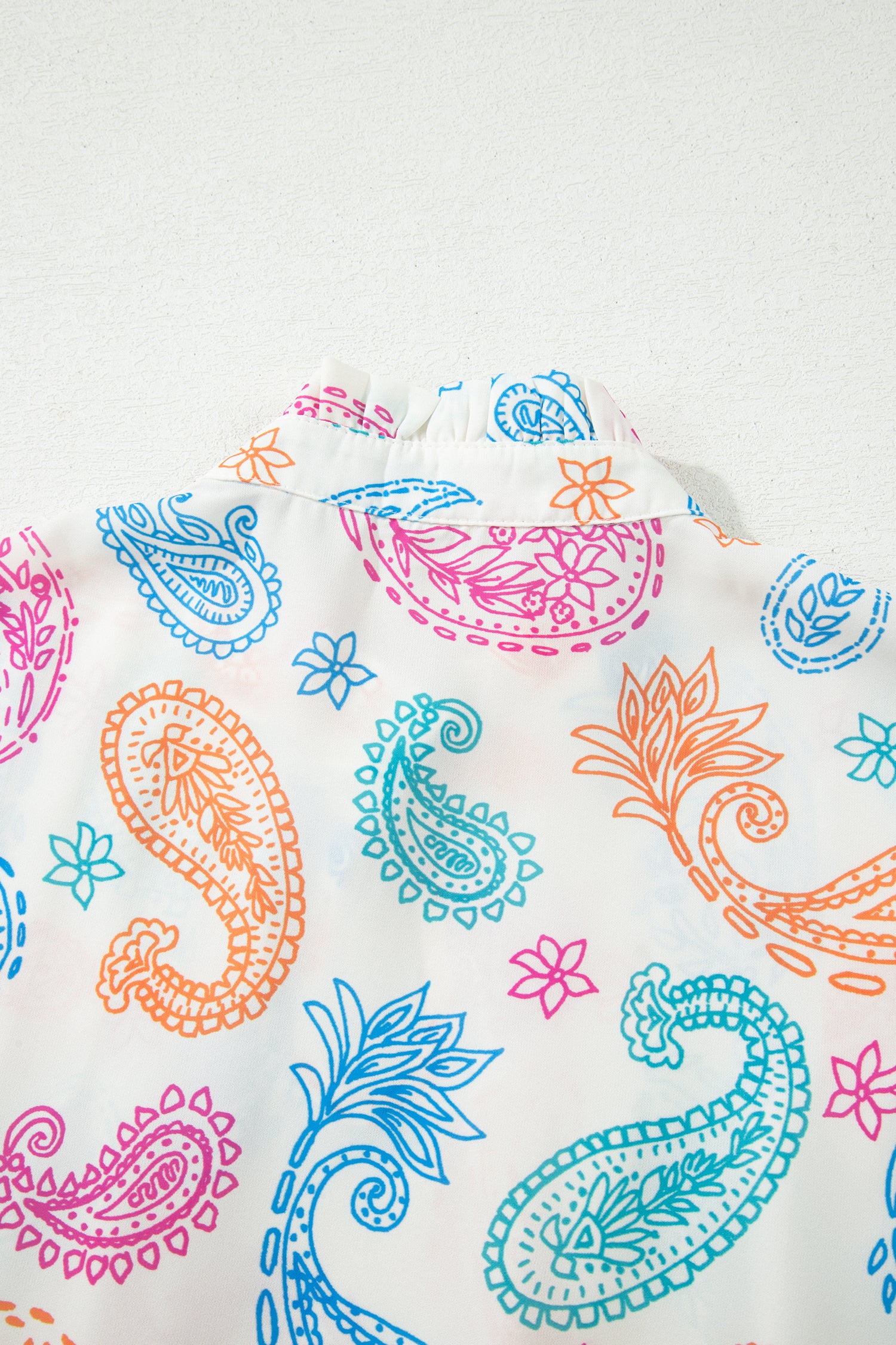 Women's Multicolour Vibrant Paisley Print Keyhole Puff Sleeve Blouse at LivelyLooks