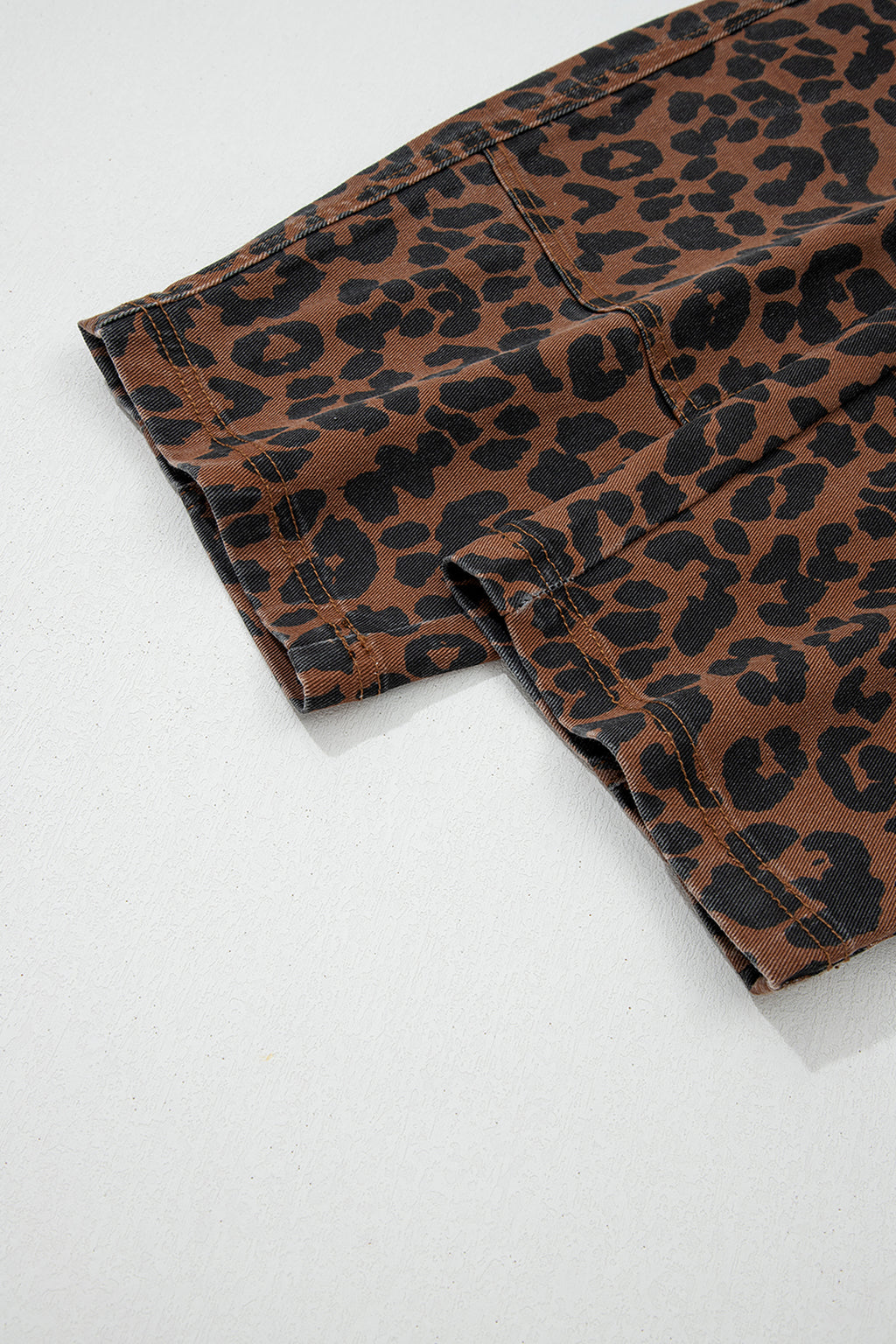 Shop Brown Leopard Print Seam Detail Patchwork Barrel Jeans UK 8-20 at LivelyLooks