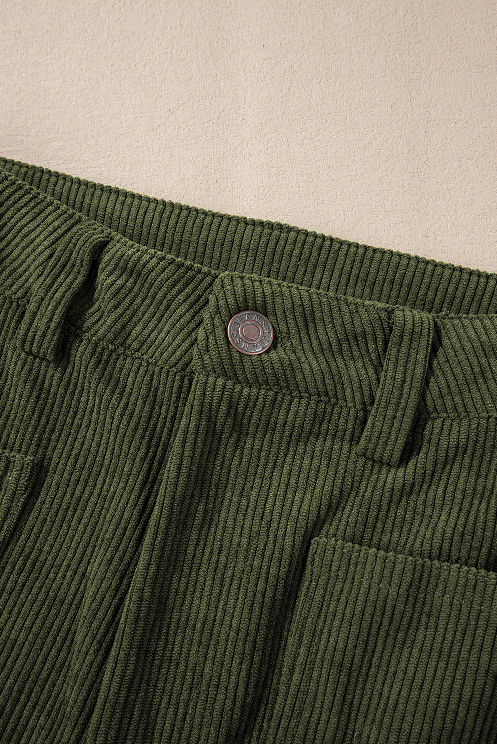 Women's Women's High Waist Corduroy Trousers Square Pockets Green/Brown at LivelyLooks