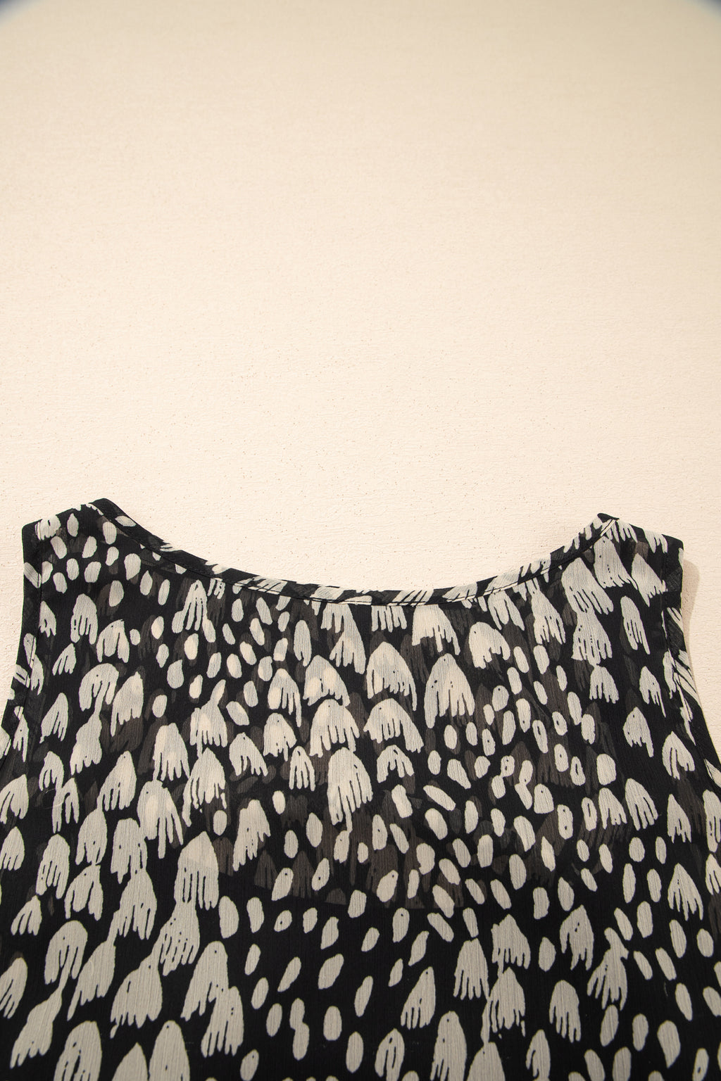 Black Printed Sleeveless Maxi Dress S-XL