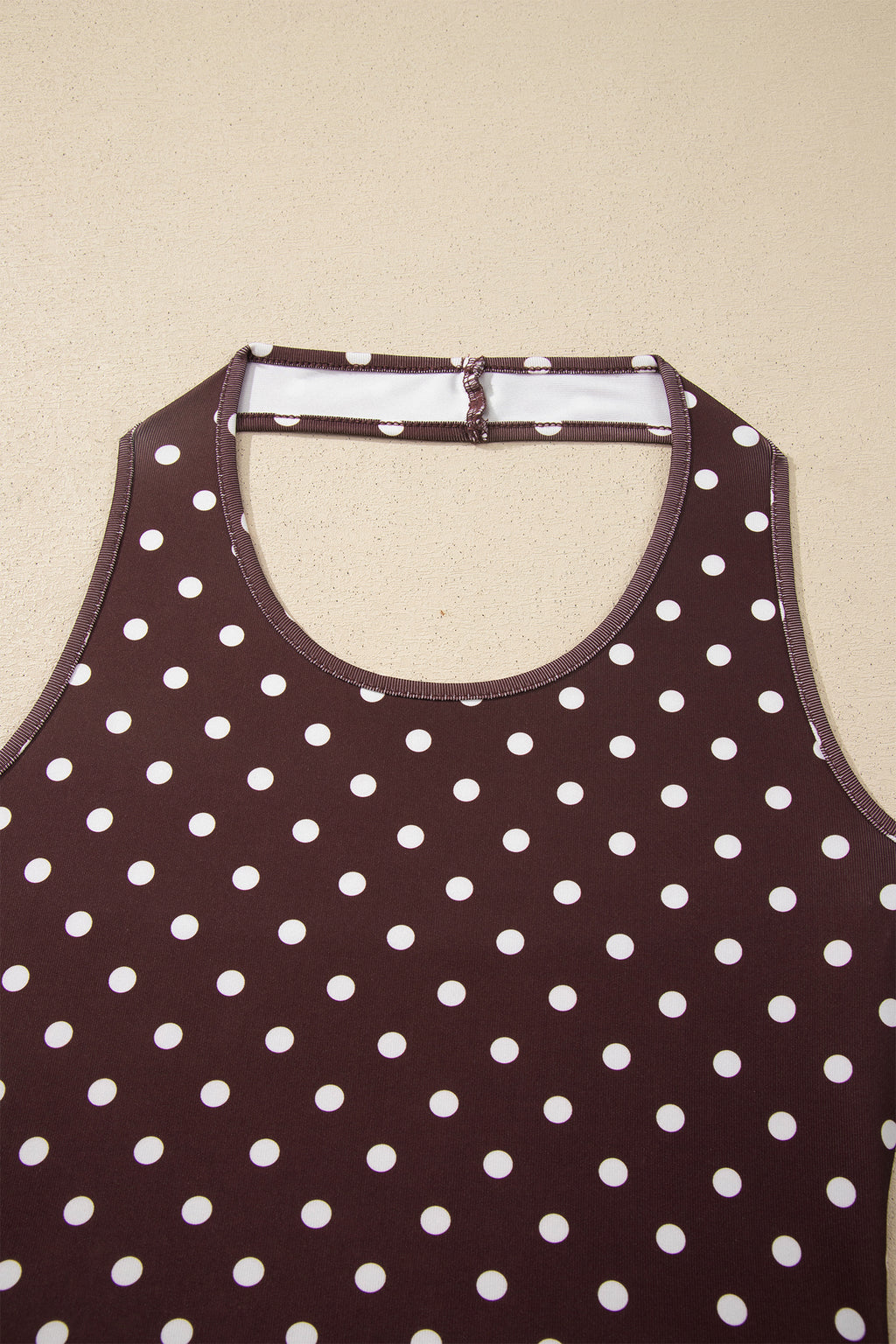 Polka Dot Halter Co-ord Short Set Drawstring Elastic Waist | Brown & Pink