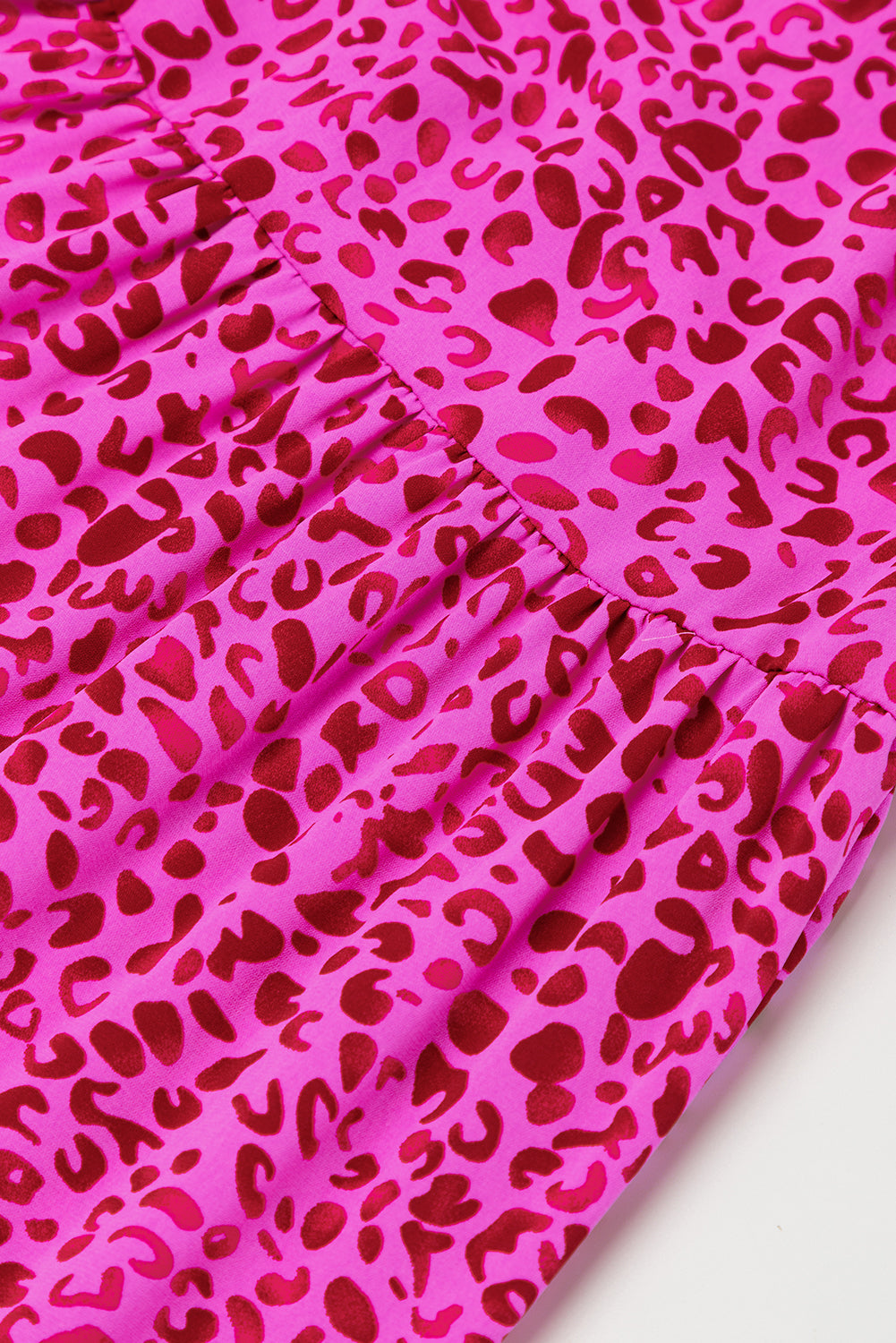 Women's Pink Leopard Print Ruffled Trim Tiered Maxi Dress Animal Pattern Casual Sundress at LivelyLooks