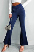 Women's Women's Flare Knit Jeans Crossed Waist High Elastic Fit Sizes S-2XL at LivelyLooks