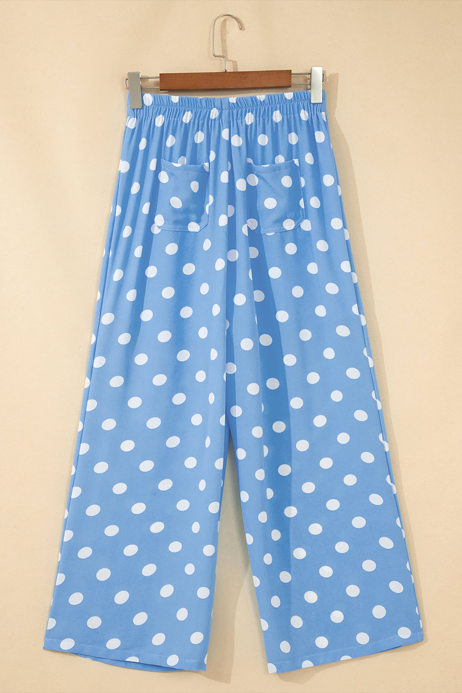 Sky Blue Polka Dot Wide Leg Trousers | Sizes S-XL