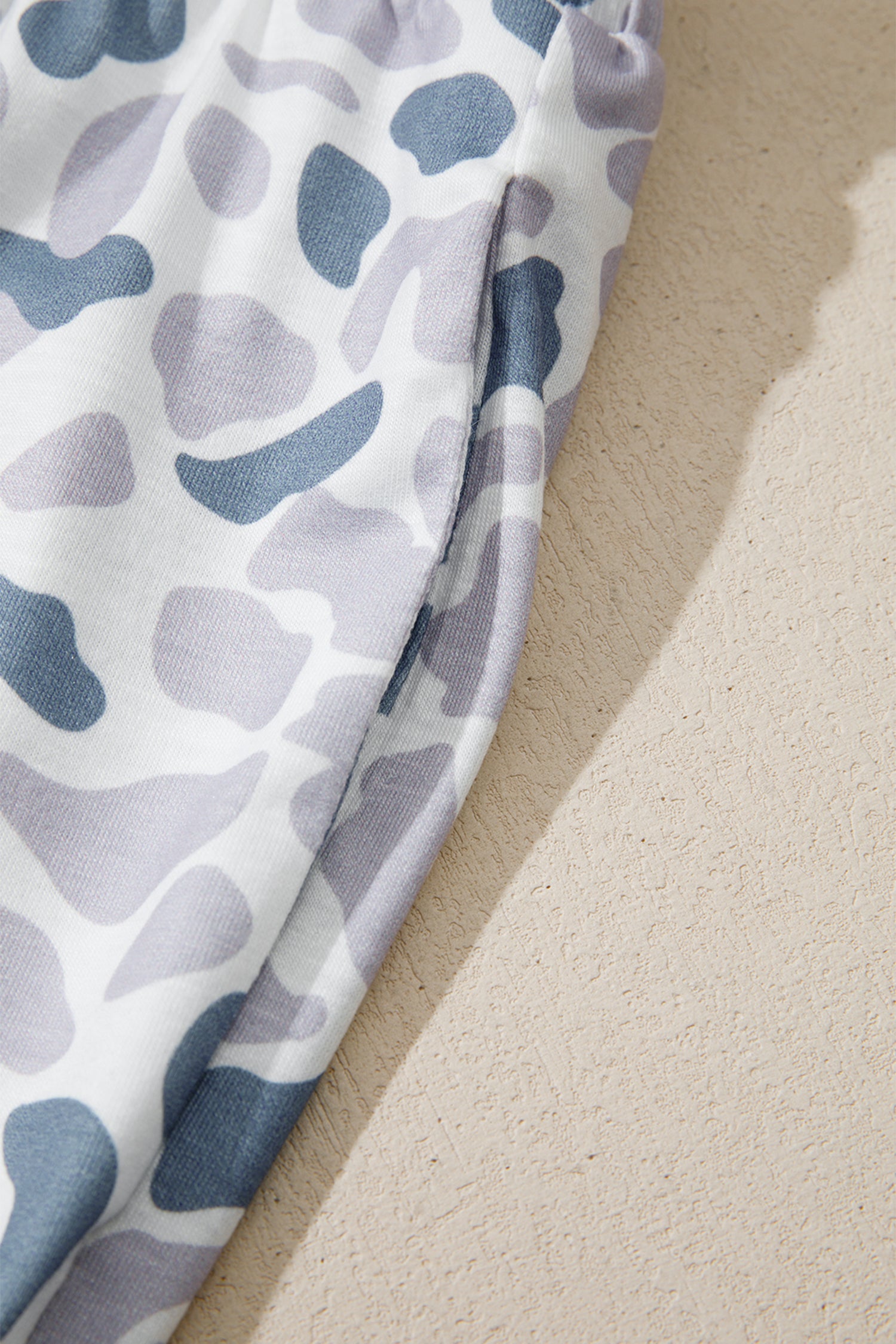 Camo & Polka Dot Lapel Shirt Drawstring Shorts Pyjama Set