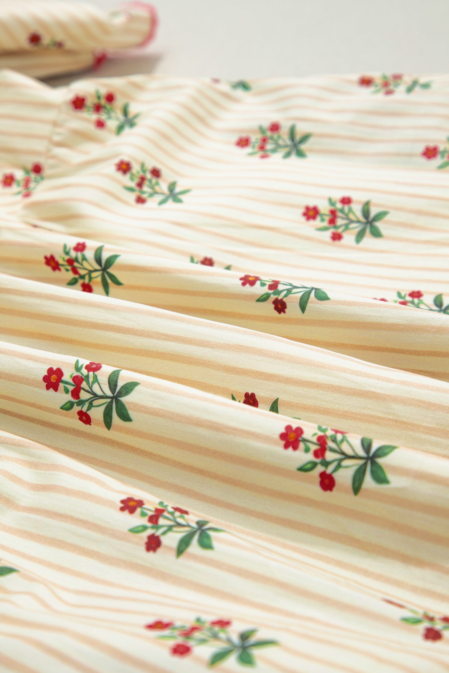 Apricot Striped Floral Contrast Detail Ruffle Hem Short Dress S-XL