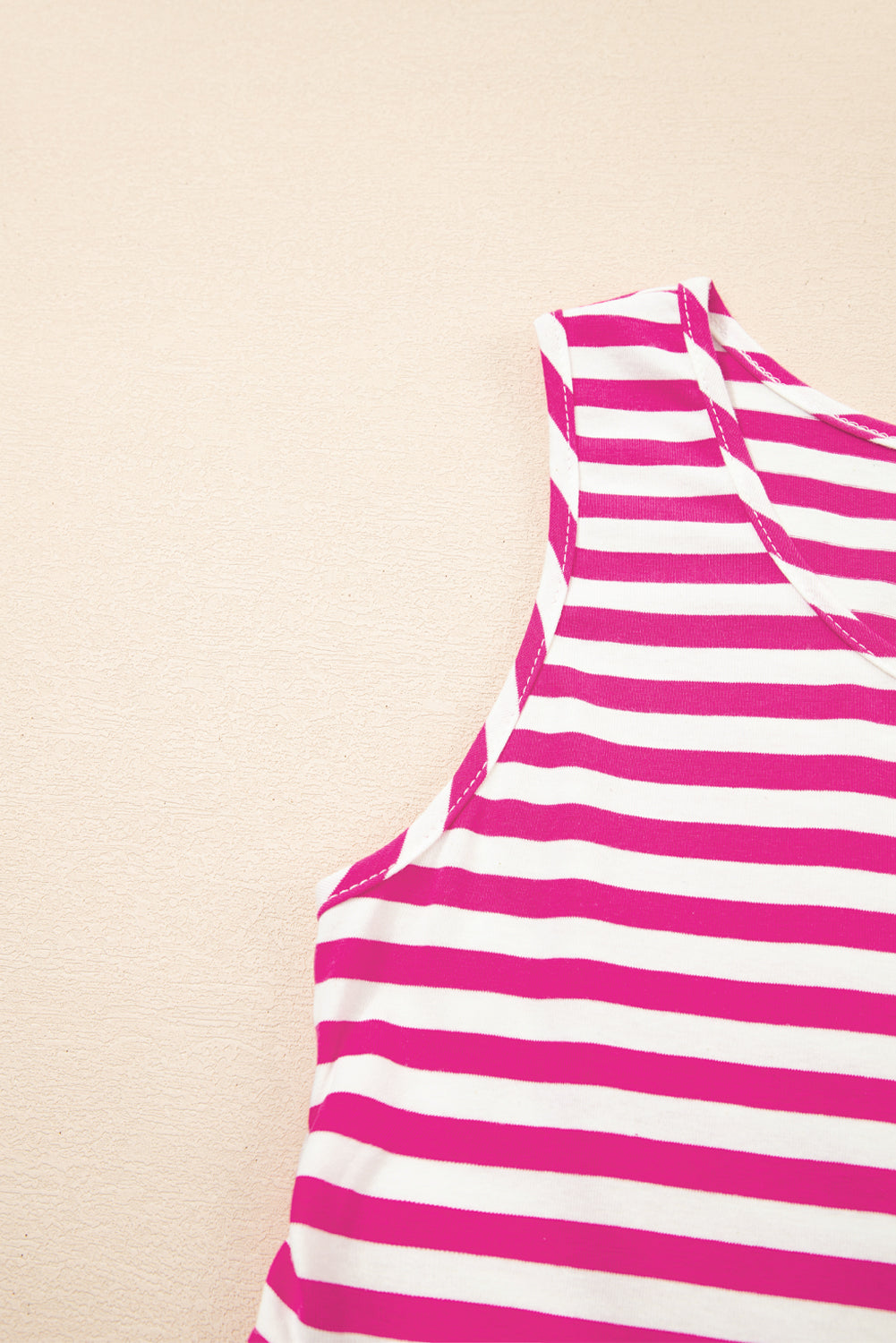 Women's Stripe U-Neck Sleeveless Loose Fit Mini Dress Pink Black Blue S-XL at LivelyLooks