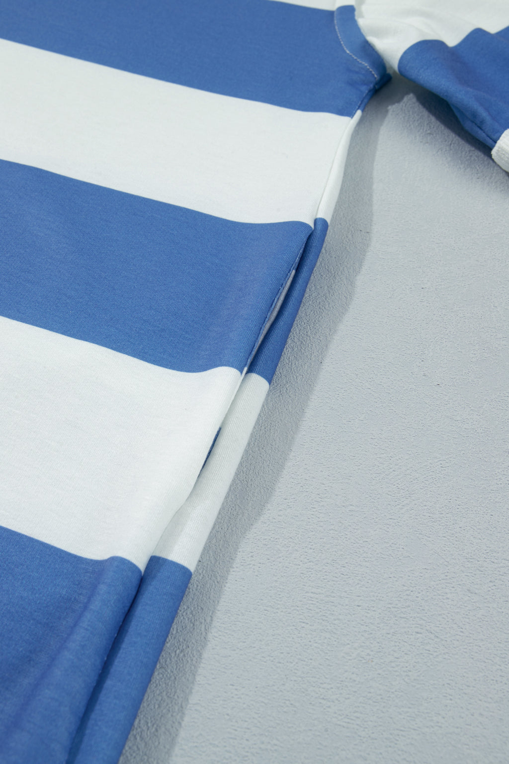 Women's Blue Stripe Raw Seam Shoulder Casual T-Shirt Mini Dress Short Sleeve S-XL at LivelyLooks