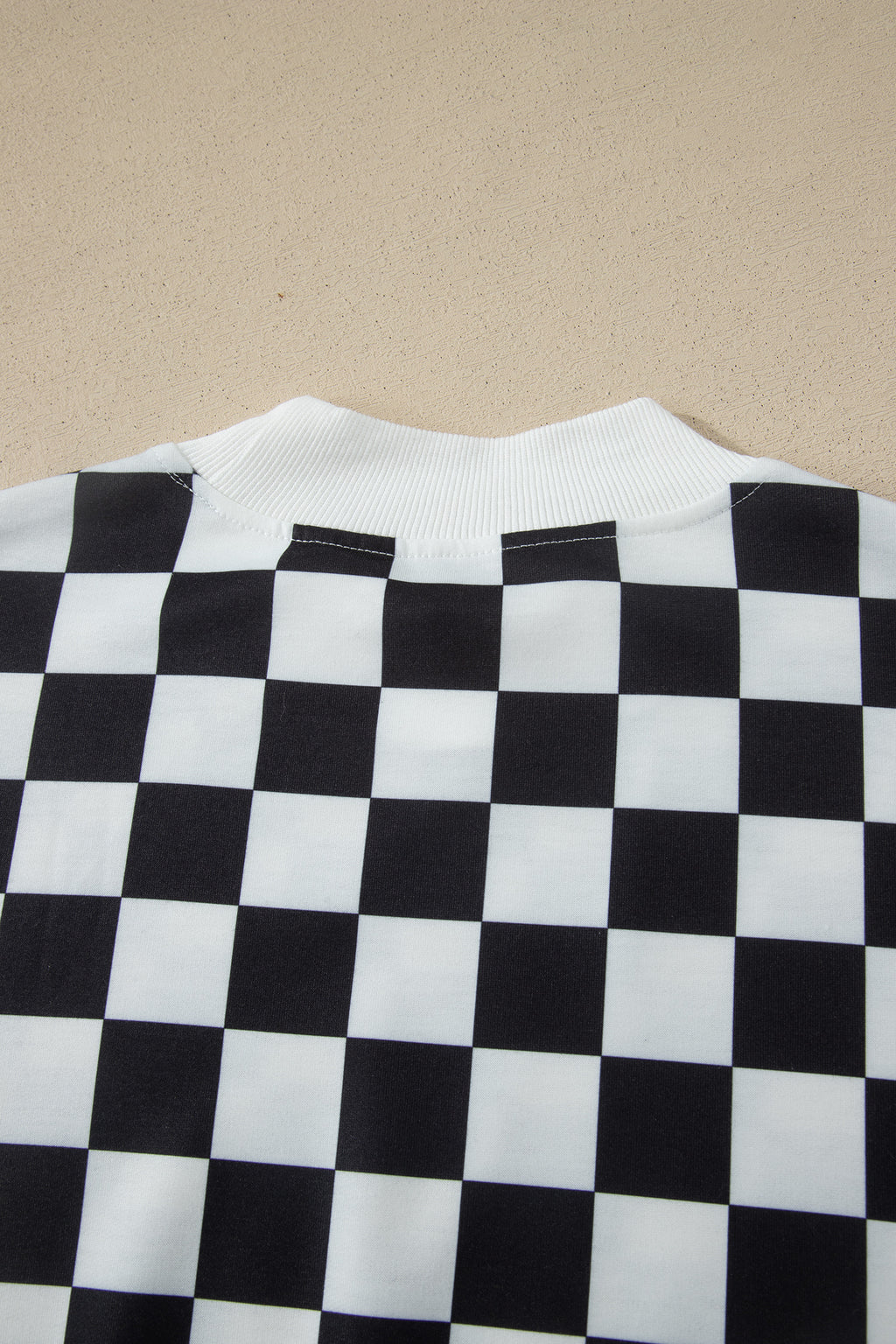LivelyLooks Pink Checkered Print Colour Block Trim Mock Neck Short Set Two Piece Co-ord PJ women's fashion