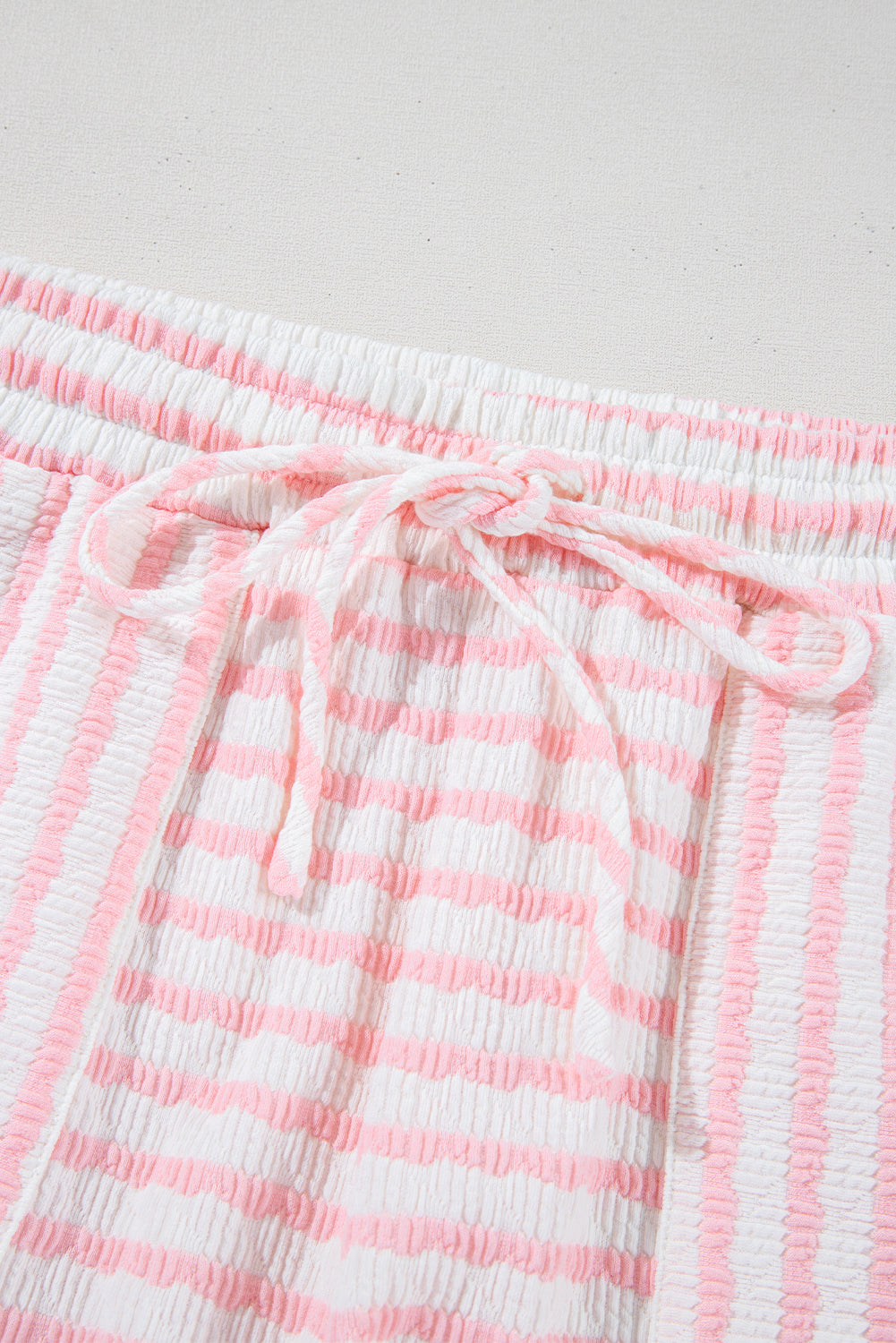 Shop Stripe Knitted Short Sleeve Top & Drawstring Shorts Co-ord S-3XL at LivelyLooks