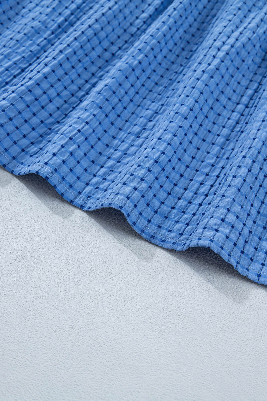 Dusk Blue & Yellow Gingham Bow Tie V-Neck Tiered Midi Dress | Pockets