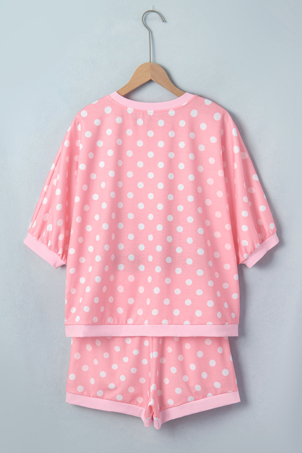 Polka Dot Oversized Top & Shorts Co-ord Set | Beige Pink Blue Green