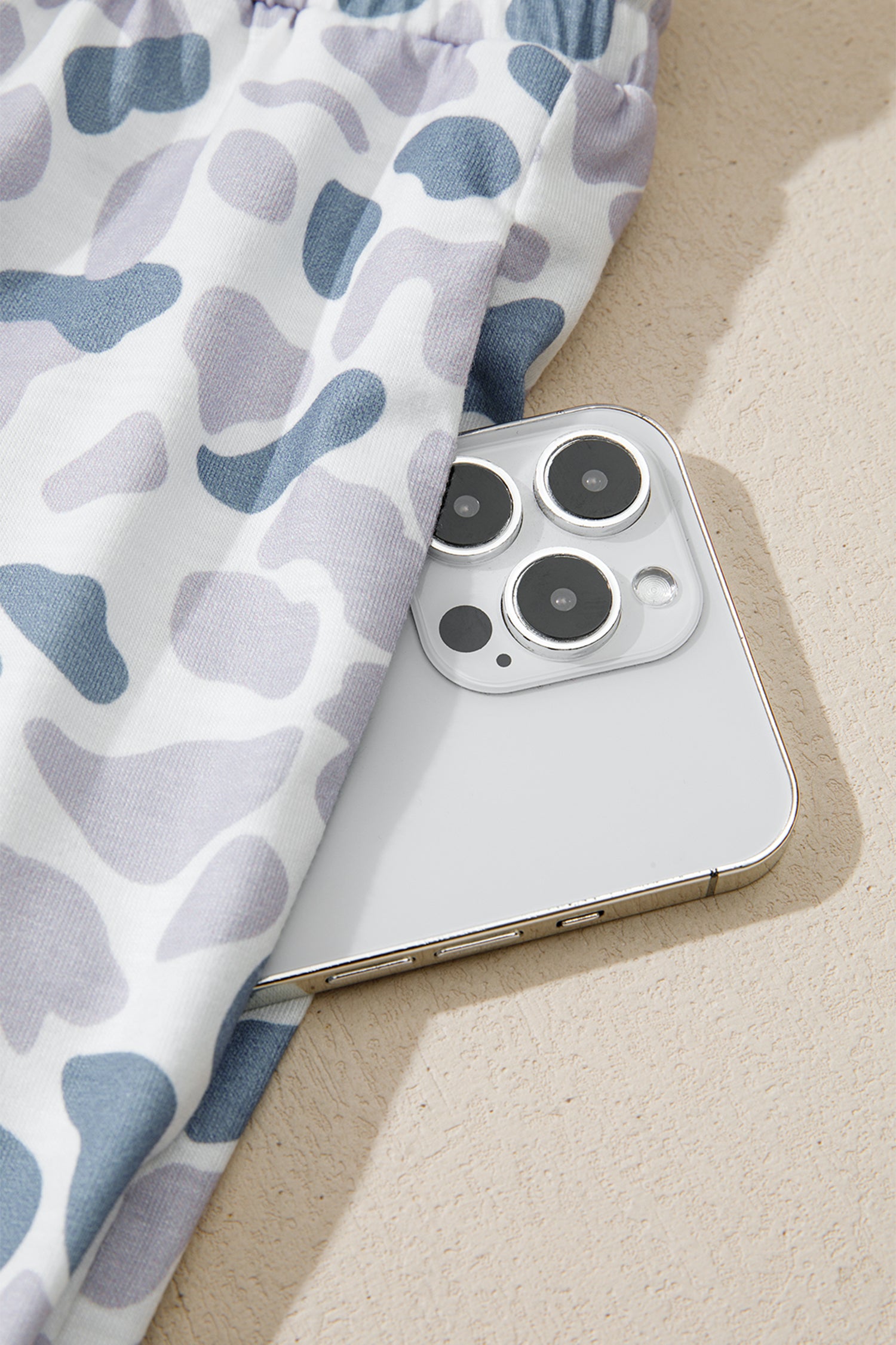 Camo & Polka Dot Lapel Shirt Drawstring Shorts Pyjama Set