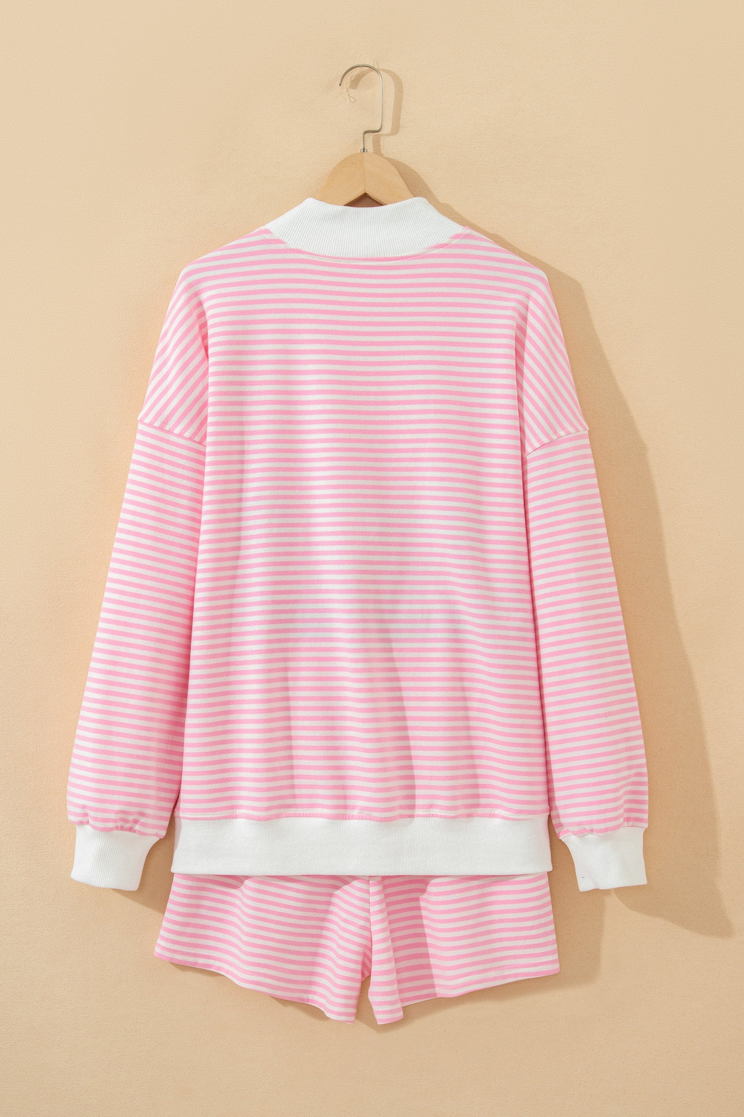 LivelyLooks Striped Oversized Mock Neck Sweatshirt & Shorts Co-ord Set | Blue, Pink, Green | S-XL women's fashion