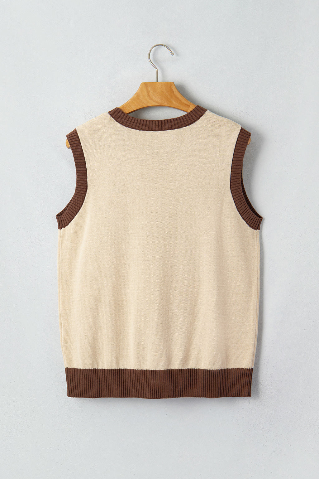 Western Print Colourblock Sleeveless Knit Vest | Khaki & Grey