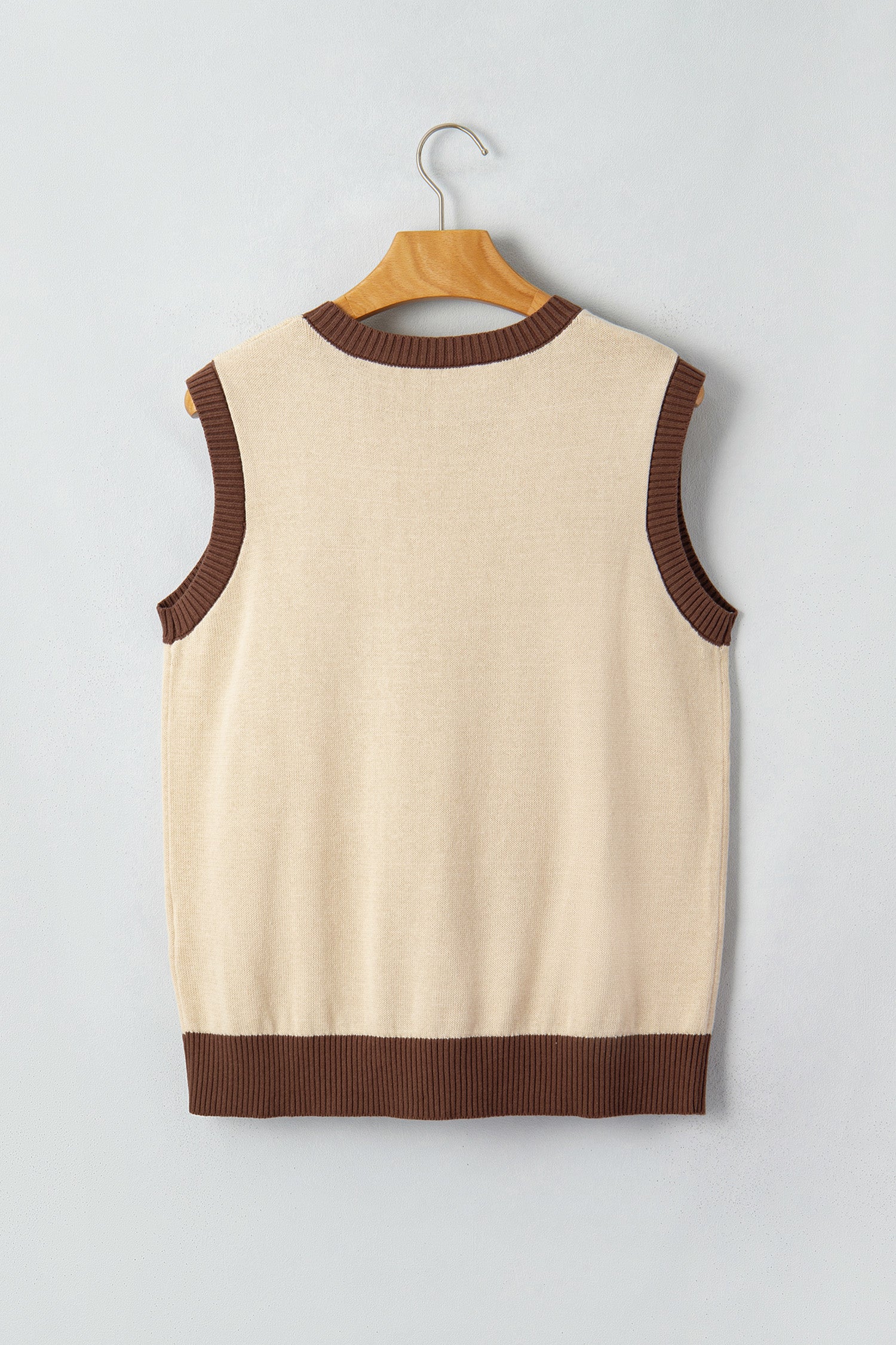 Western Print Colourblock Sleeveless Knit Vest | Khaki & Grey