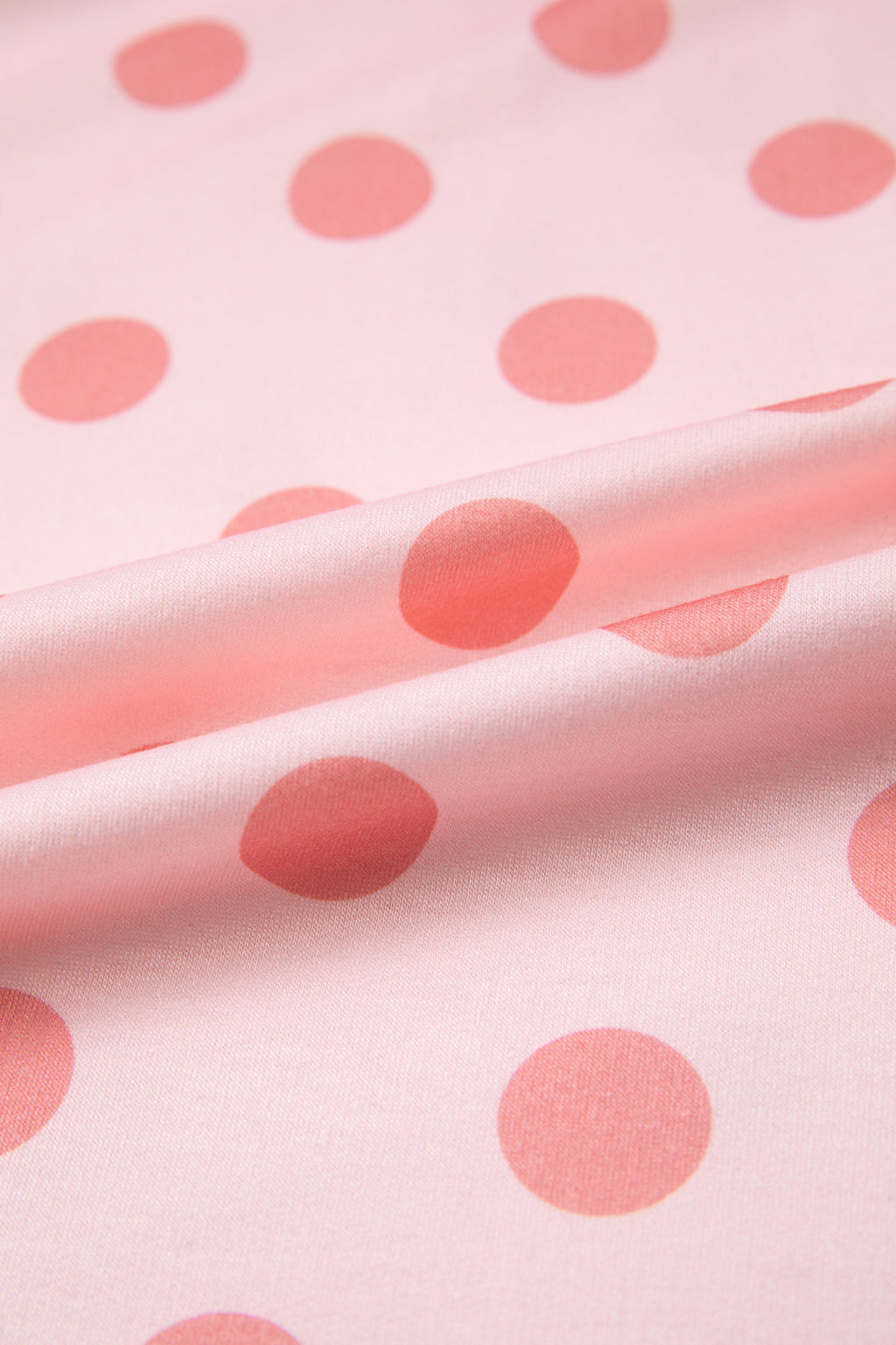 Shop Pink Color Block Trim Polka Dot Casual Tee at LivelyLooks