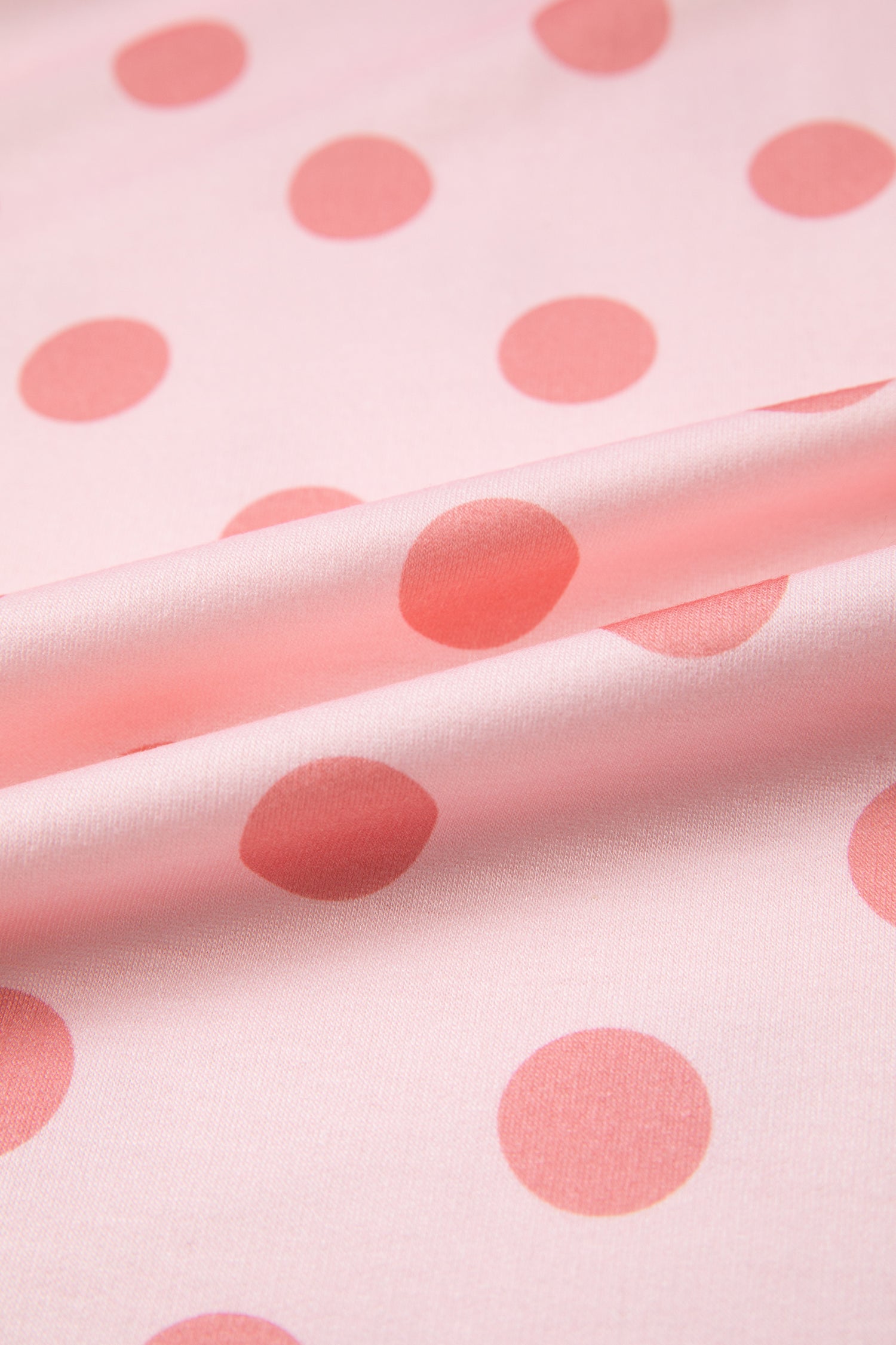 Shop Pink Color Block Trim Polka Dot Casual Tee at LivelyLooks