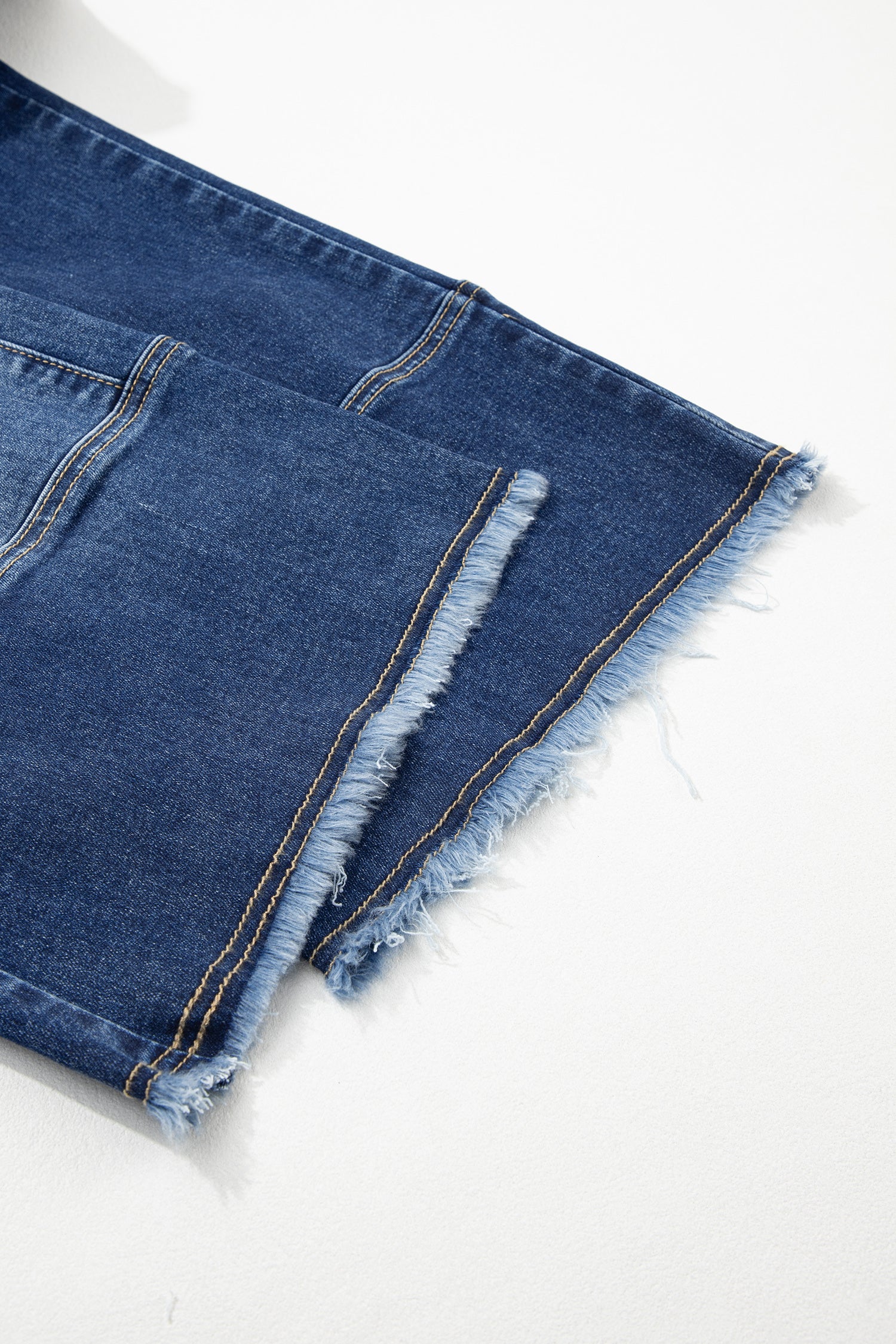 Shop Drawstring Seam Detail Raw Hem Wide Leg Denim Jeans UK 8-22 at LivelyLooks