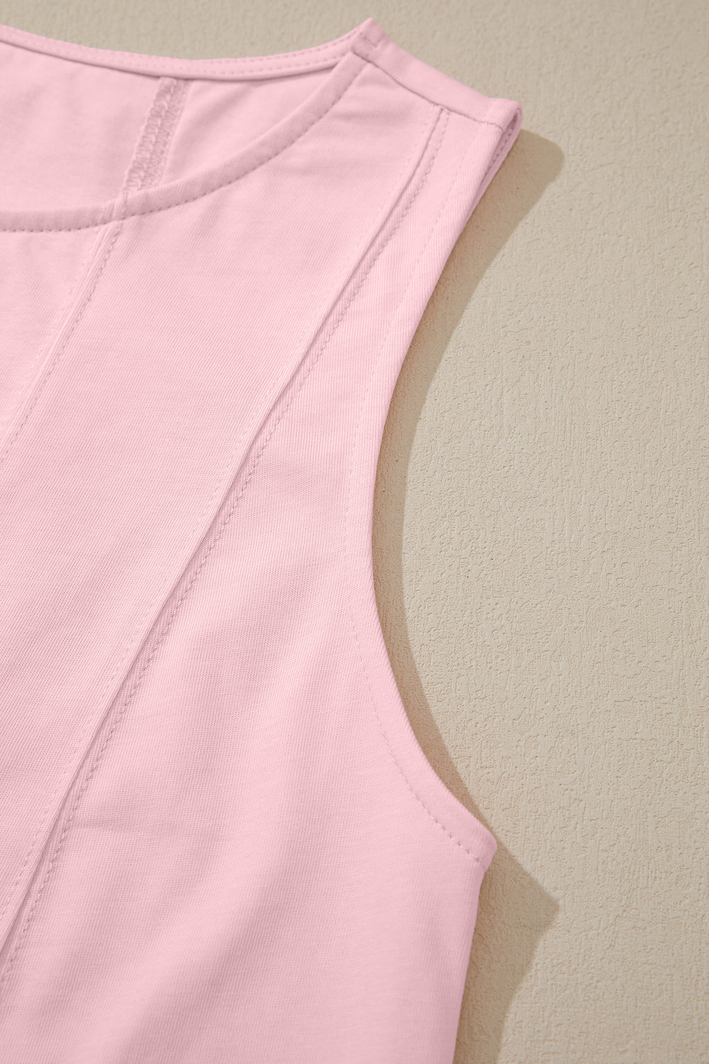 Women's Stitched Detail Tank Top & Shorts Co-ord Set Pink Mist Blue S-XL