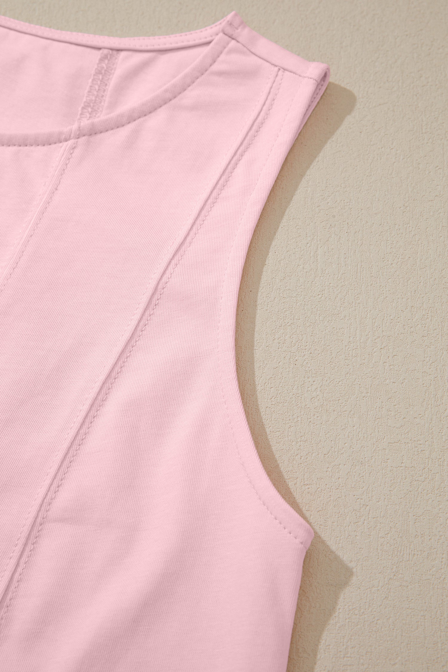 Women's Stitched Detail Tank Top & Shorts Co-ord Set Pink Mist Blue S-XL