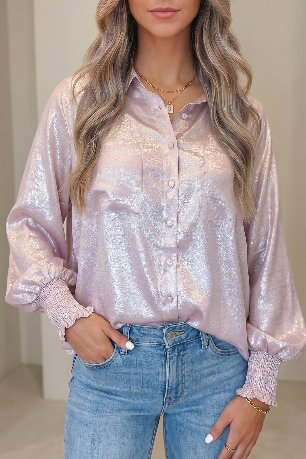 Delicacy Long Sleeve Button Front Ruffle Cuff Back Panel Shirt | UK 8–22