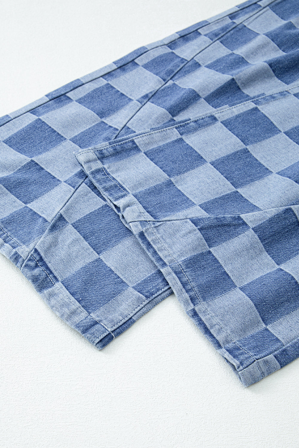 Shop Checkered Denim Wide Leg Jeans UK 8-20 at LivelyLooks