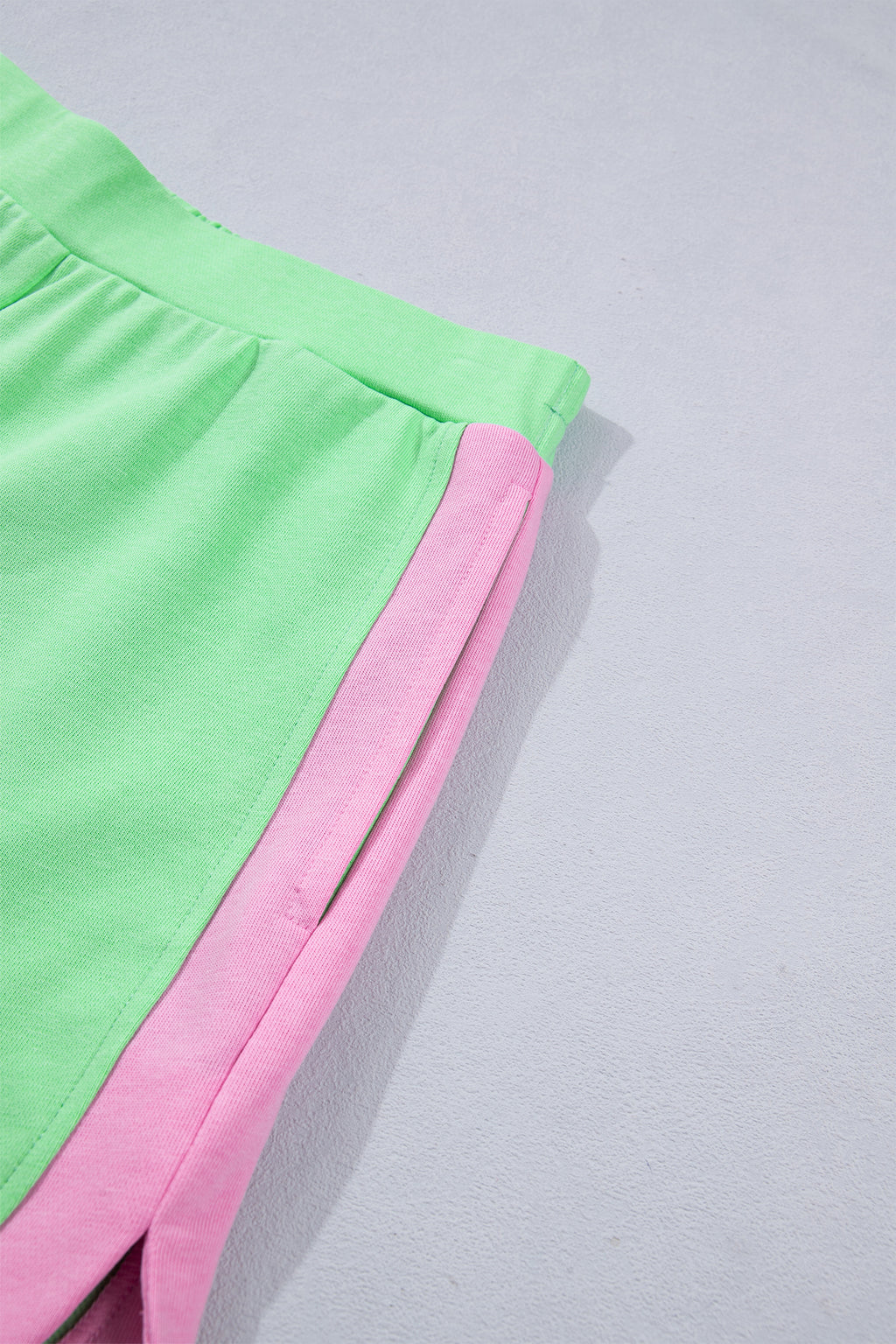 Green Colour Block Half Zip Top & Athleisure Shorts Set | UK 8–22