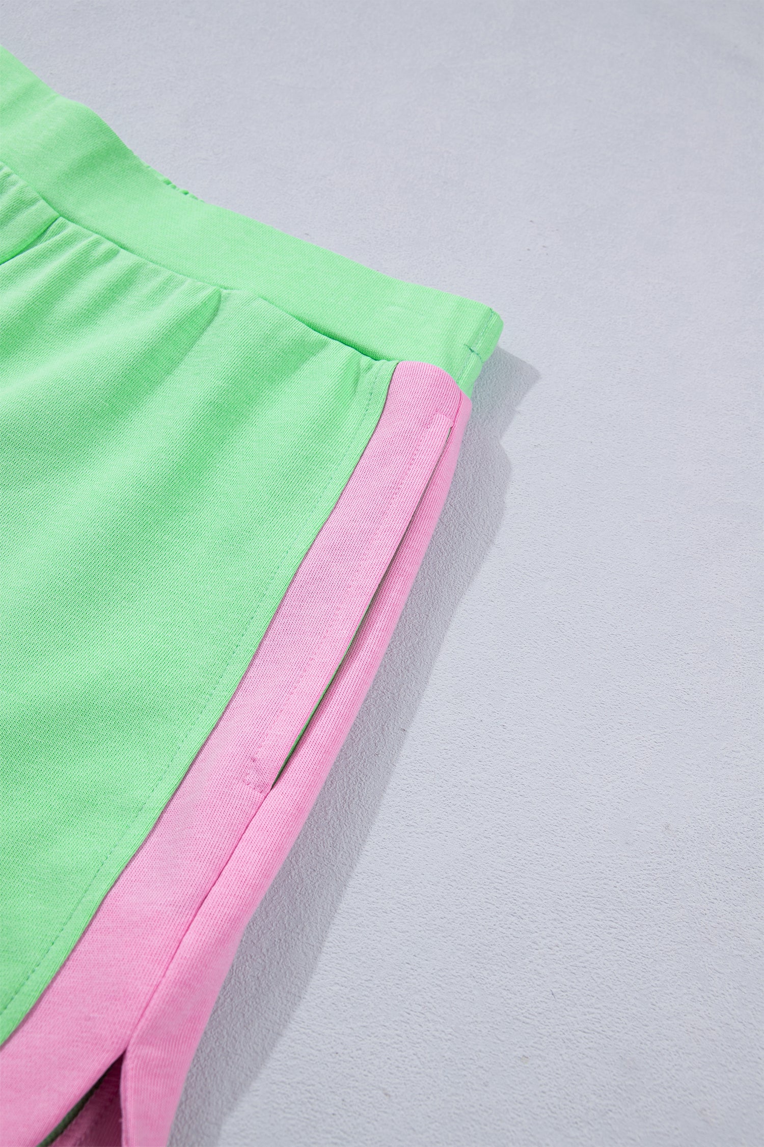 Green Colour Block Half Zip Top & Athleisure Shorts Set | UK 8–22
