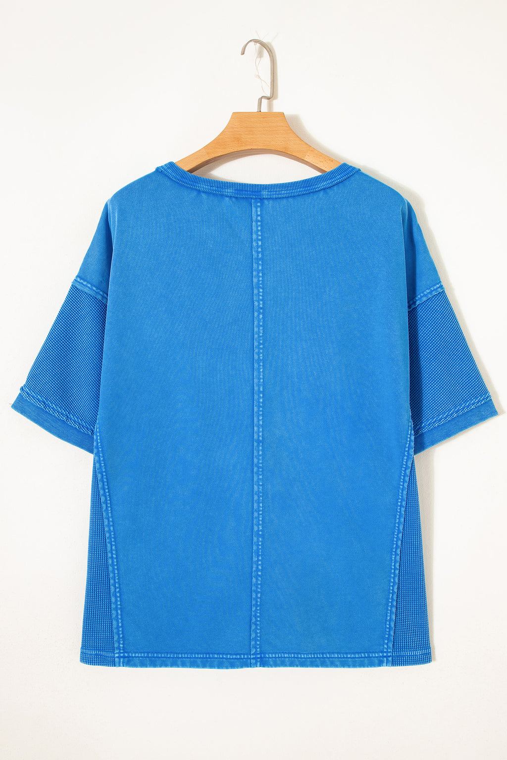 Blue Mineral Wash Star Mesh Patchwork Oversized Tee