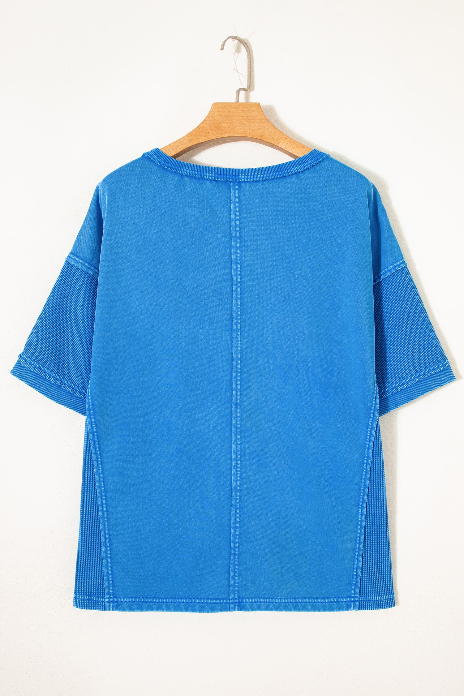 Blue Mineral Wash Star Mesh Patchwork Oversized Tee