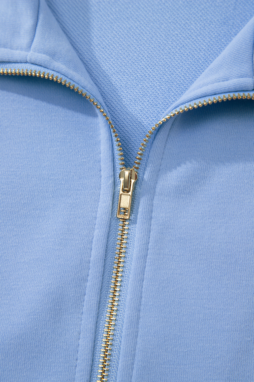 Half Zip Ruffled Short Set – Sky Blue & Coral Paradise