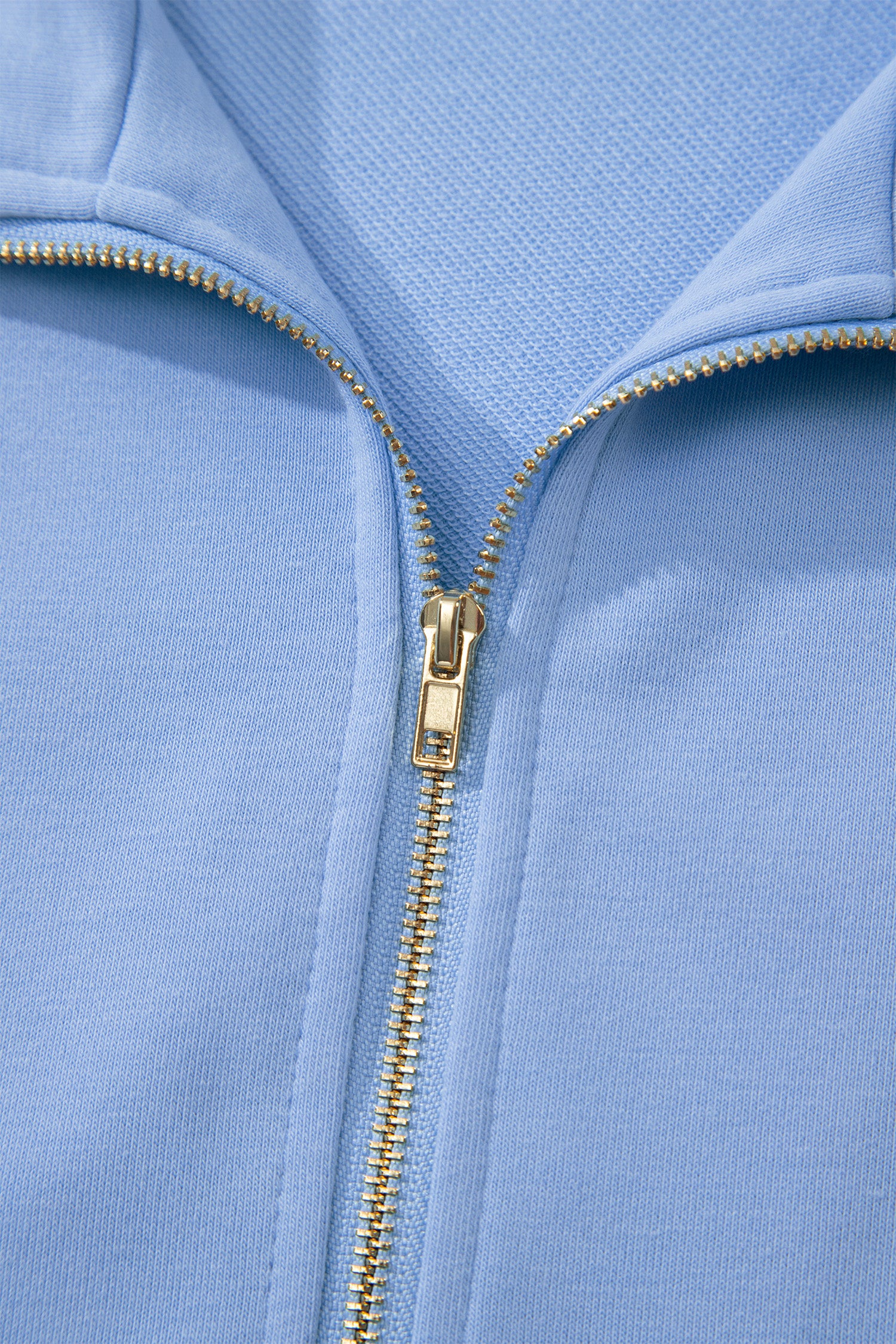 Half Zip Ruffled Short Set – Sky Blue & Coral Paradise